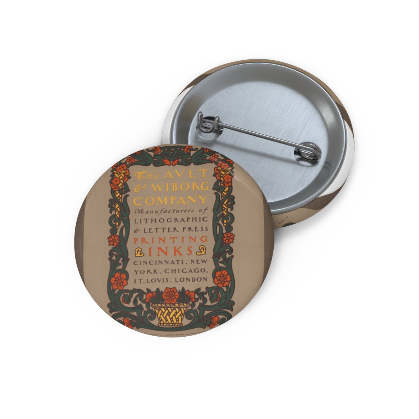 The Ault & Wiborg company - Public domain dedication image Pin Buttons with Crisp Design