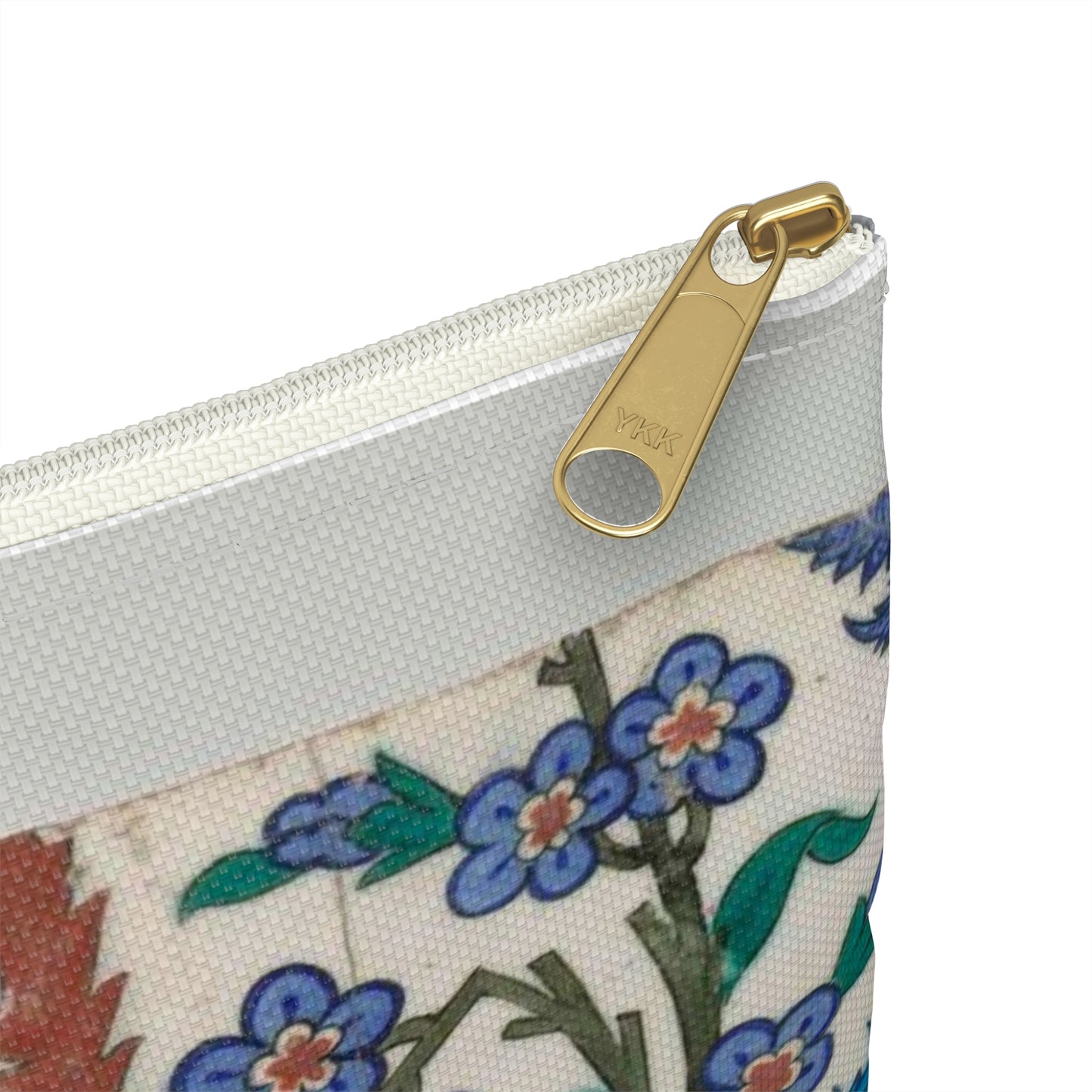 Tegeltableau van vier met een samenhangend patroon van palmetten, bladvormen en bloemen versierde tegels Large Organizer Pouch with Black Zipper