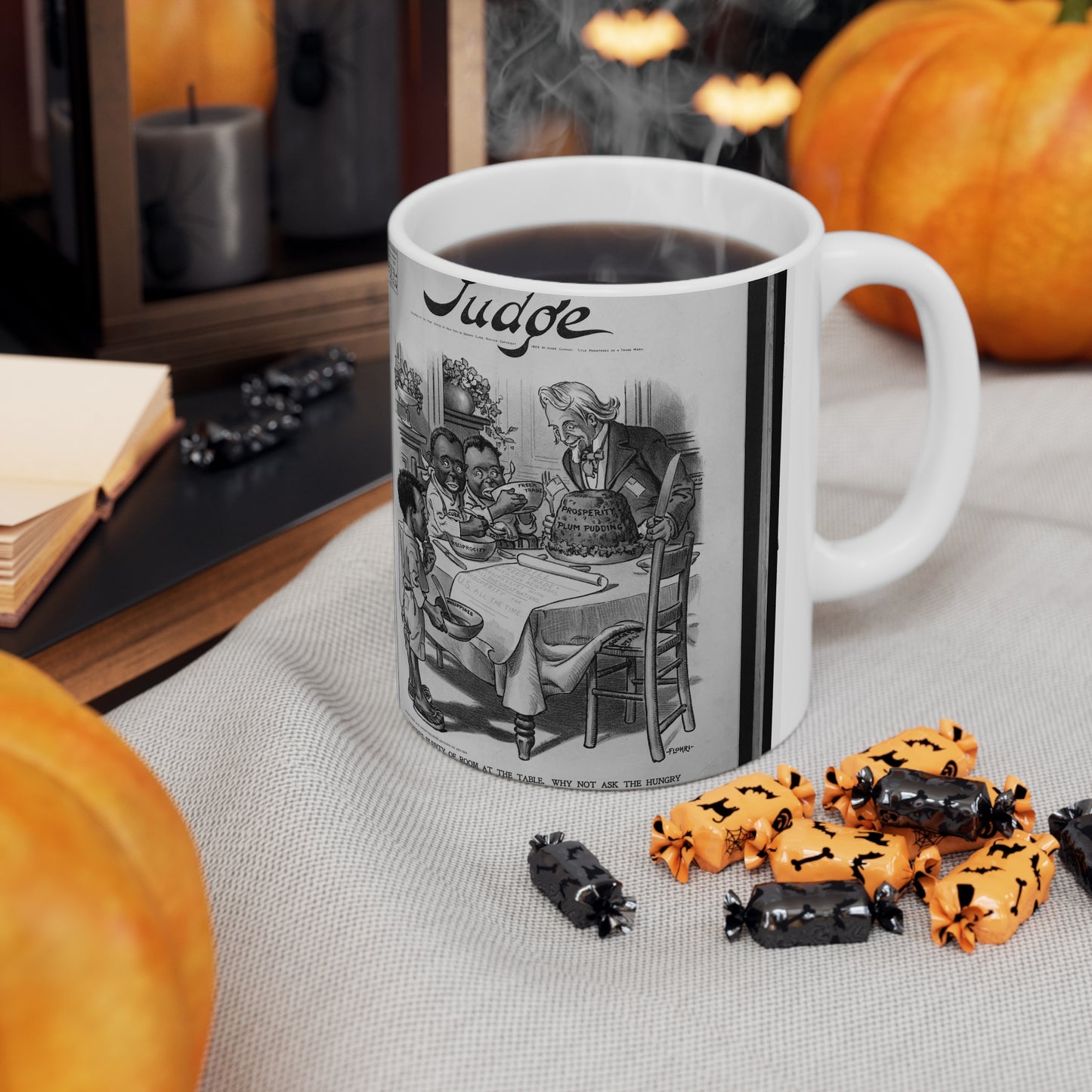 There's plenty of room at the table. Why not ask the hungry little fellow to sit down? / Flohri. Beautiful Novelty Ceramic Coffee Mug 11oz