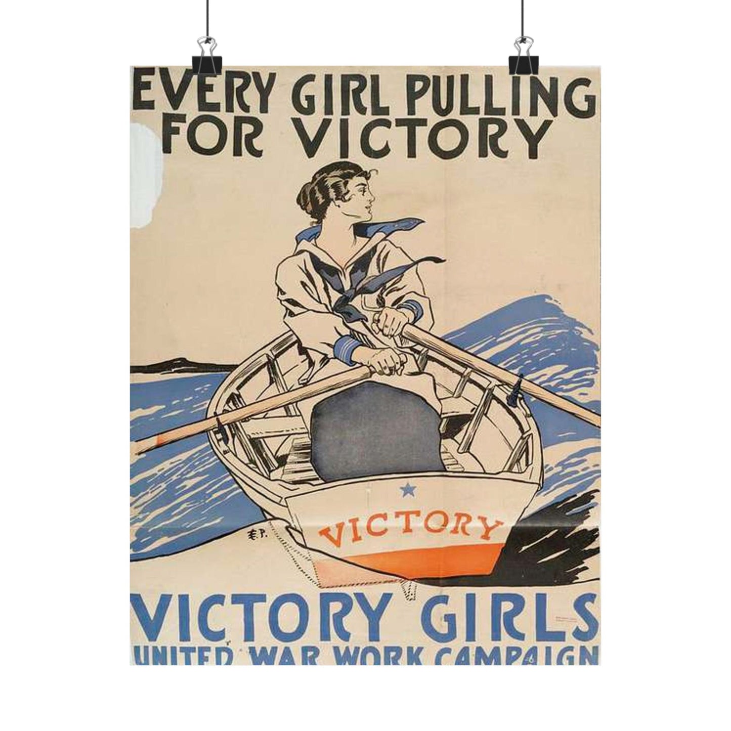 Every Girl Pulling for Victory, Victory Girls United War Work Campaign High Quality Matte Wall Art Poster for Home, Office, Classroom