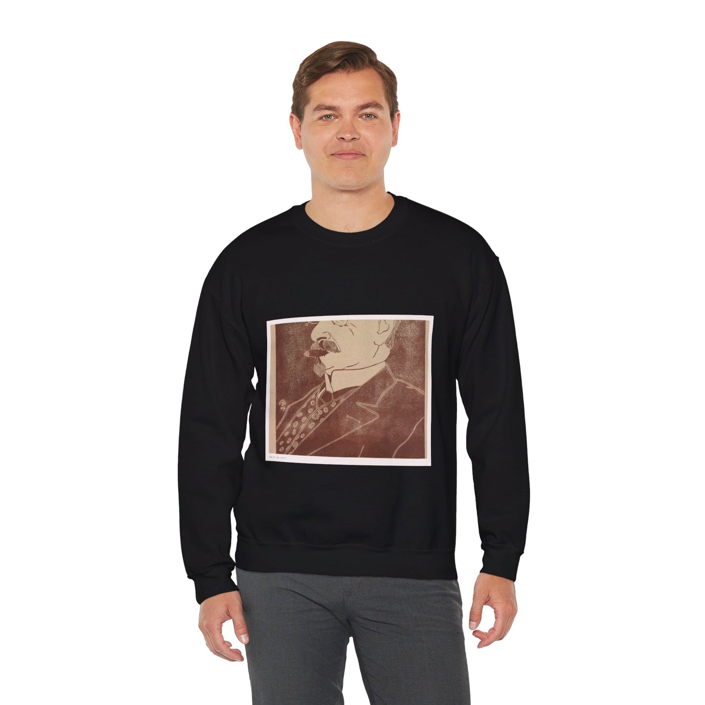 Samuel Jessurun de Mesquita - Portret van een onbekende man met sigaar Black Heavy Blend Adult Crew Neck SweatShirt