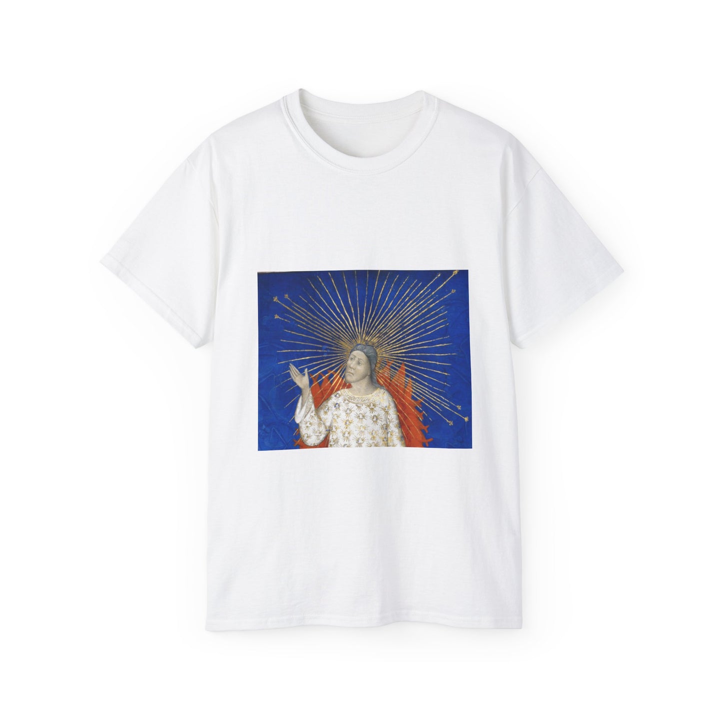 Detail The Creation2 - Bible Historiale (c.1411), vol.1, f.3 - BL Royal MS 19 D III (cropped) White T-Shirt Gildan 2000 Cotton Unisex