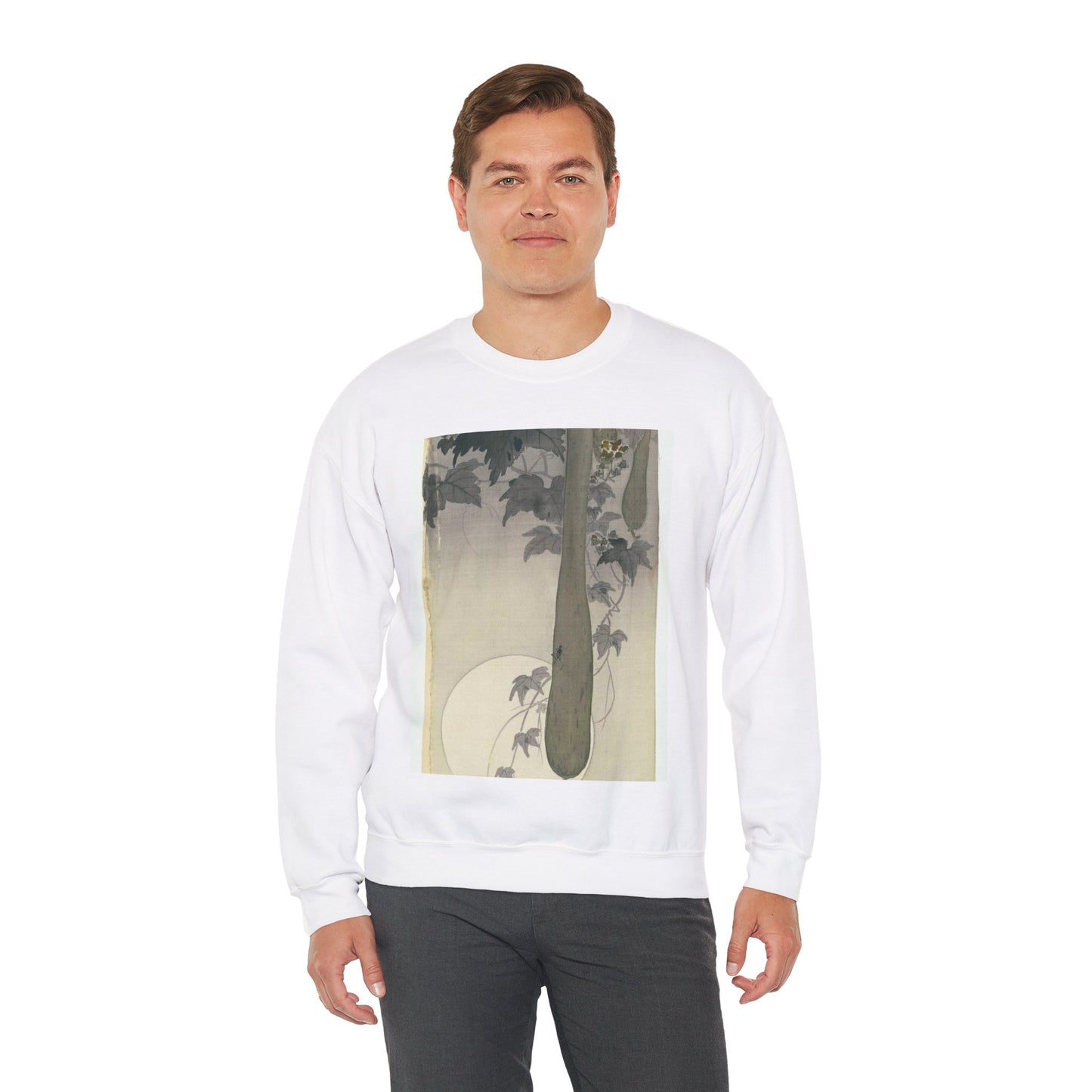 Wilde komkommer met volle maan, Ohara Koson White Heavy Blend Adult Crew Neck SweatShirt