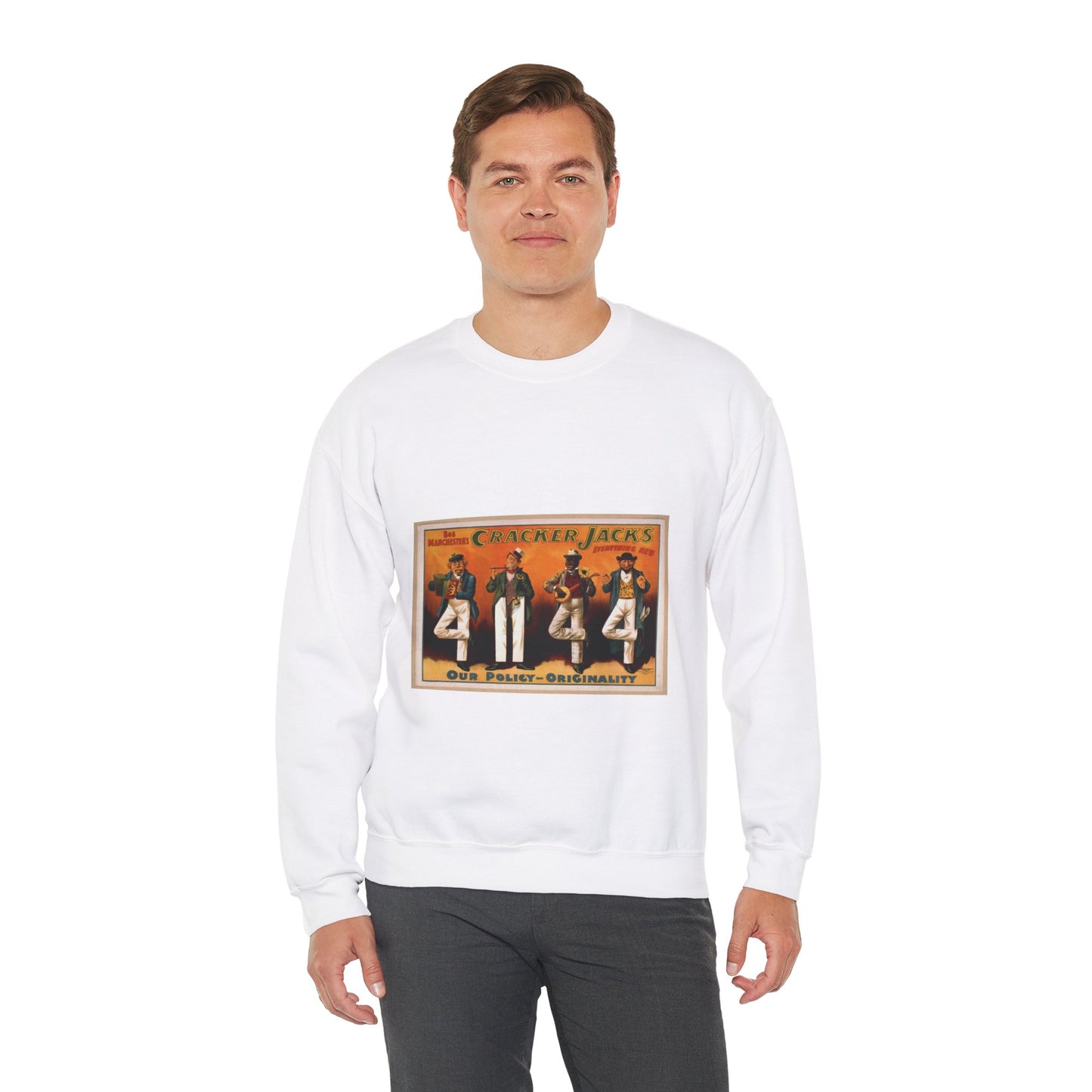 Bob Manchester's Cracker Jacks everything new. White Heavy Blend Adult Crew Neck SweatShirt