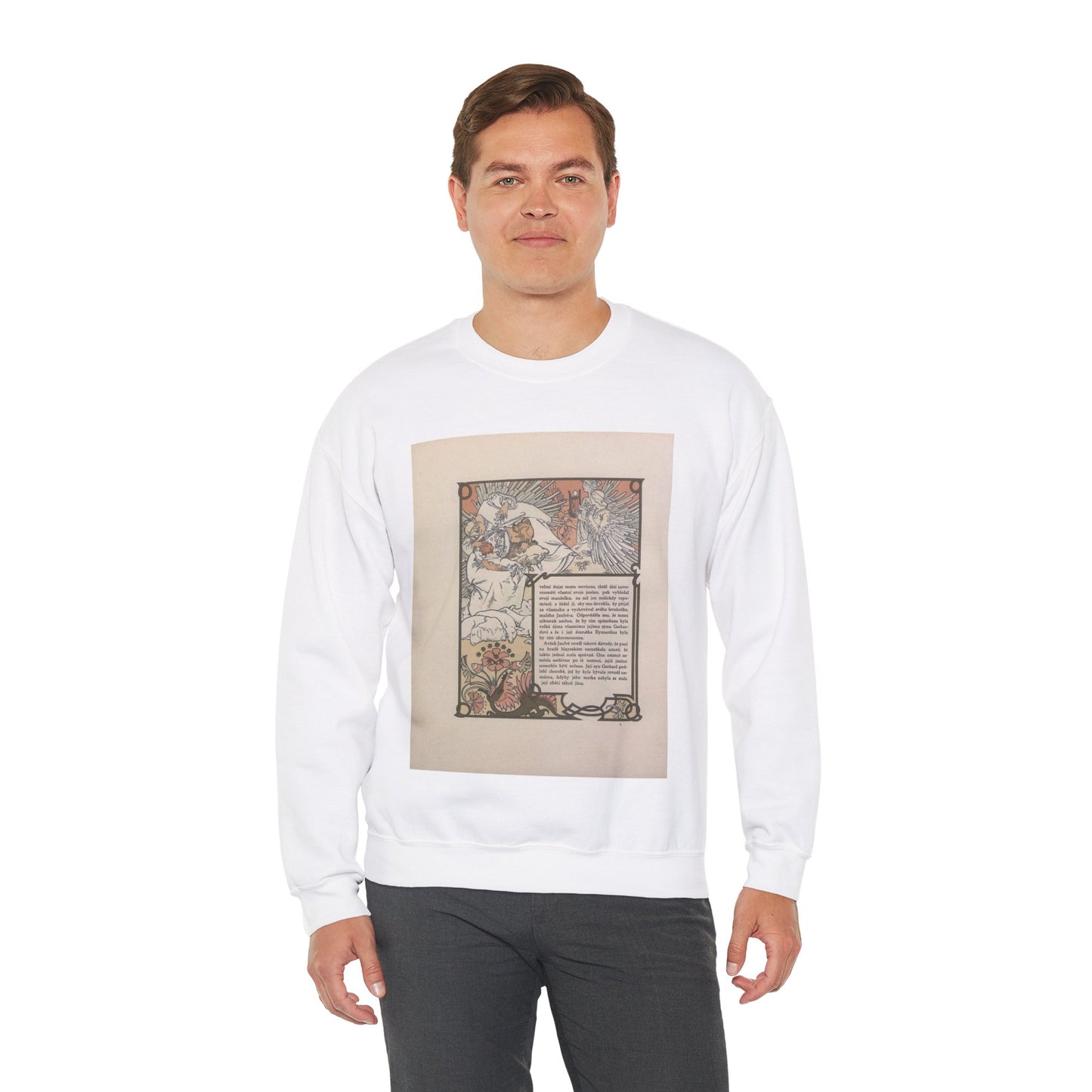 Alphonse Mucha - Ilsea, princezna tripolisska - illustration 01 - Alfons Mucha White Heavy Blend Adult Crew Neck SweatShirt