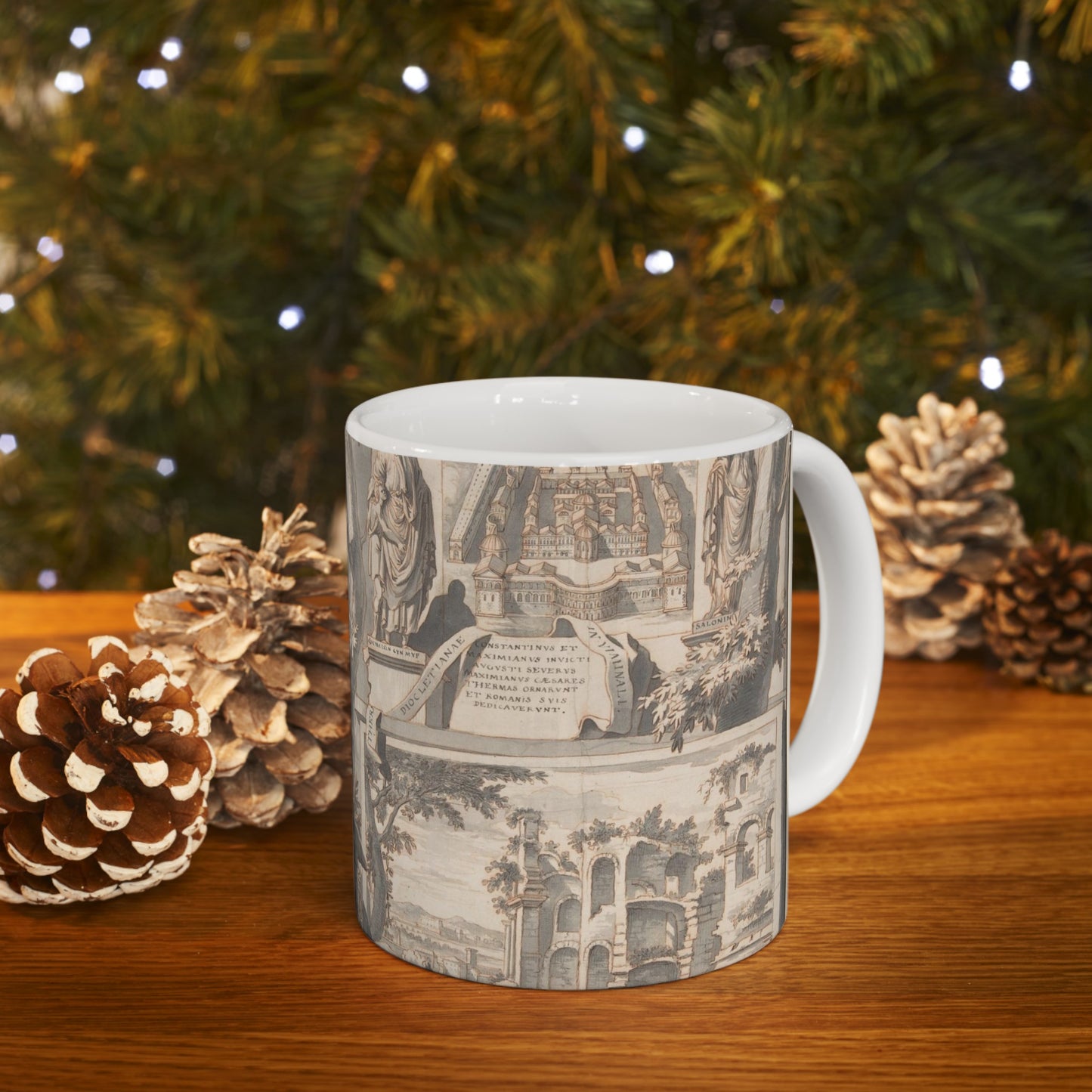 A Reconstruction of the Thermae of Diocletian (above) and a View of the Ruins (below) Beautiful Novelty Ceramic Coffee Mug 11oz