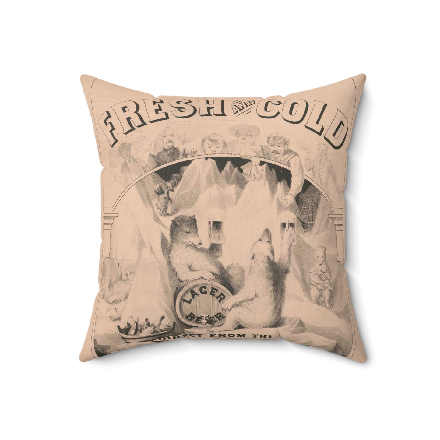 Fresh and cold--Lager beer direct from the North Pole lith. by A. Hoen & Co. Baltimore, MD Decorative Accent Square Pillow