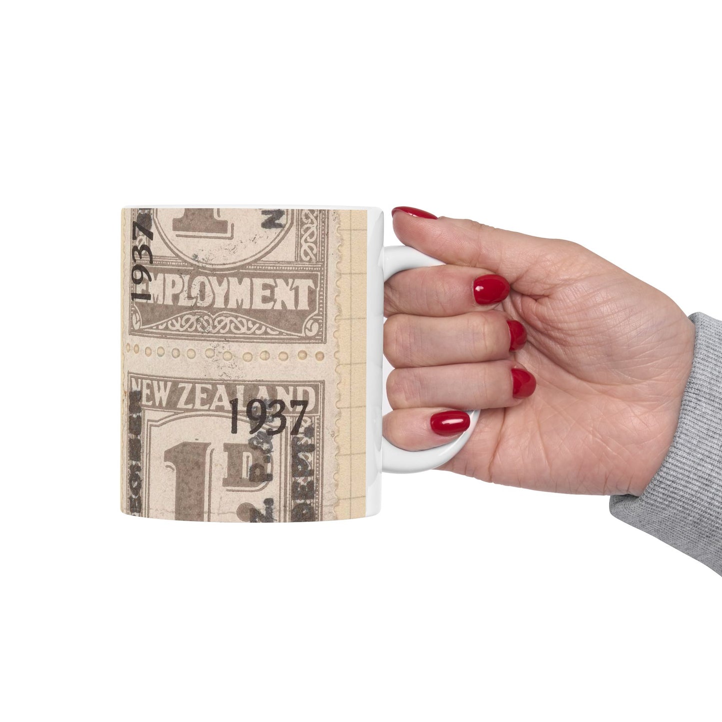 Block of one penny Unemployment Relief stamps overprinted '1937' and 'Specimen' Beautiful Novelty Ceramic Coffee Mug 11oz