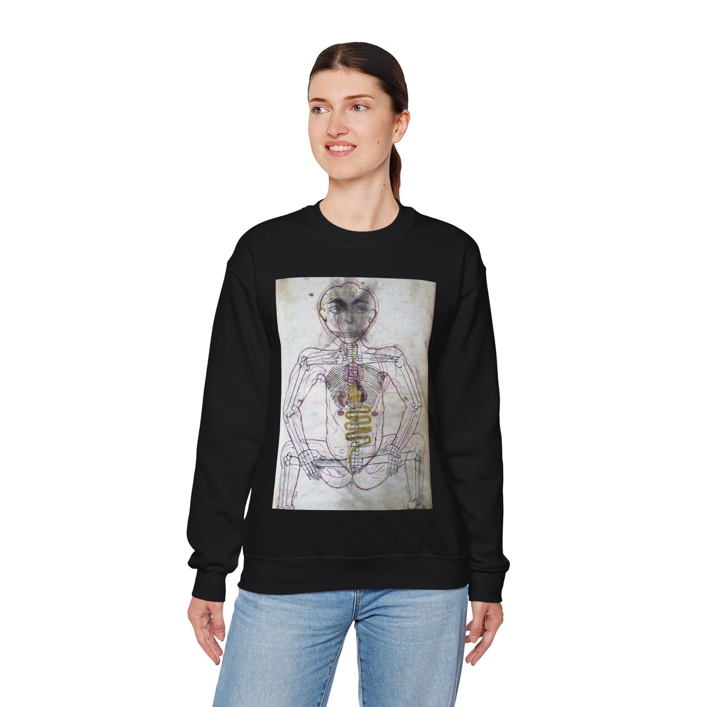 Skeleton of a human from Kifayeyi-Mansuri Black Heavy Blend Adult Crew Neck SweatShirt