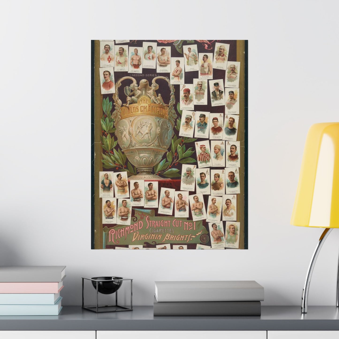 Allen & Ginter. Richmond, Virginia Richmond straight cut no. 1 cigarettes Virginia brights. The worlds champions second series High Quality Matte Wall Art Poster for Home, Office, Classroom