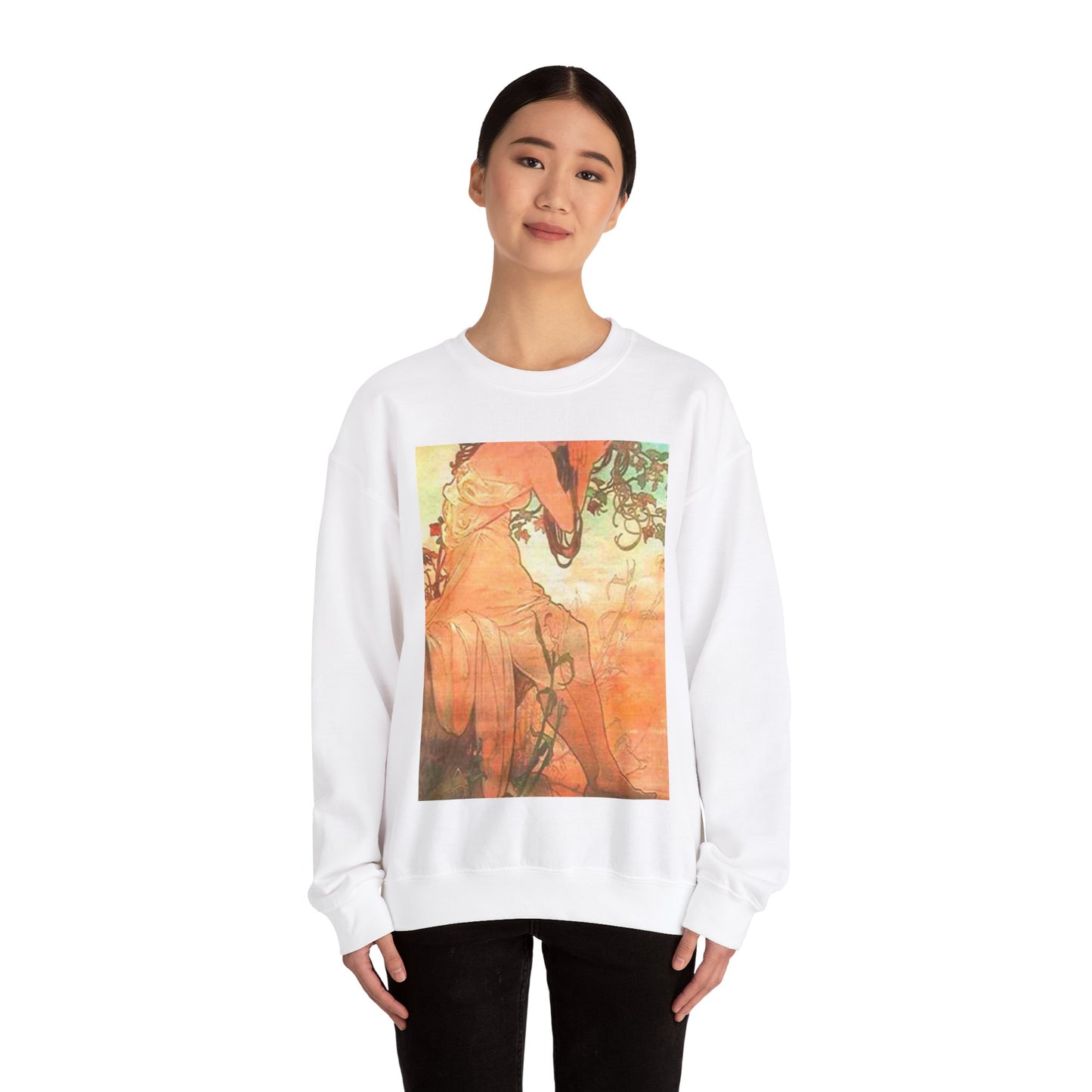 Vara - Art nouveau public domain image White Heavy Blend Adult Crew Neck SweatShirt