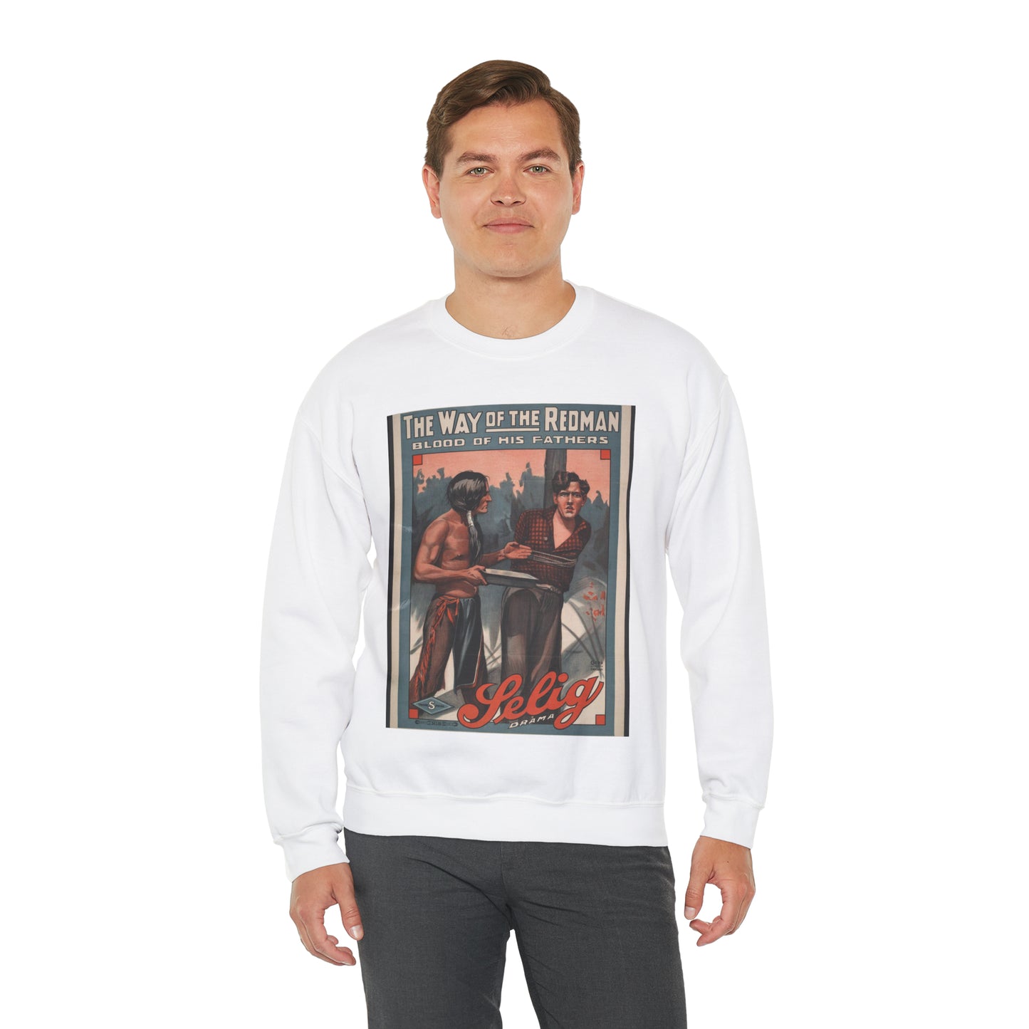 The way of the redman Blood of his fathers. White Heavy Blend Adult Crew Neck SweatShirt