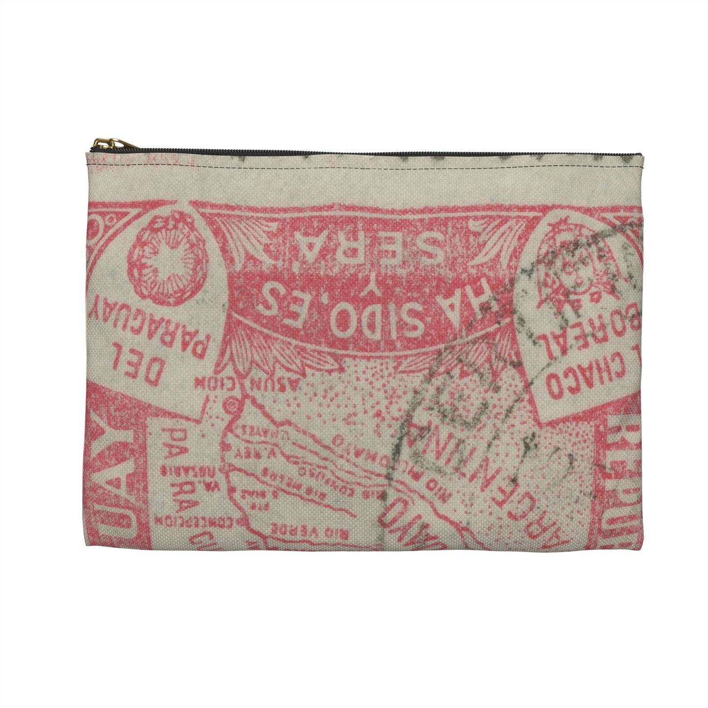 Frimärke ur Gösta Bodmans filatelistiska motivsamling, påbörjad 1950.Frimärke från Paraguay, 1935. Motiv av karta över Paraguay, Grand Chaco. Large Organizer Pouch with Black Zipper