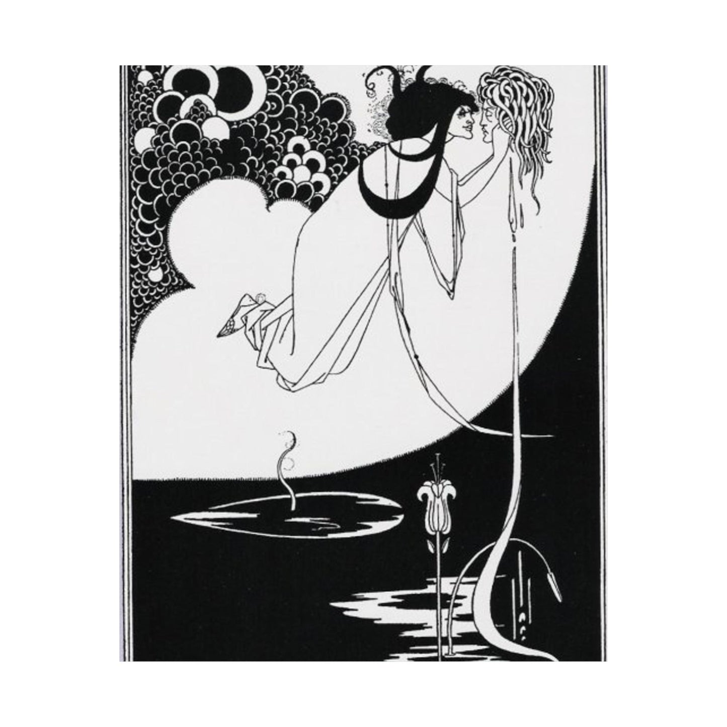 Beardsley apotheose - A black and white drawing of a woman in a dress High Quality Matte Wall Art Poster for Home, Office, Classroom