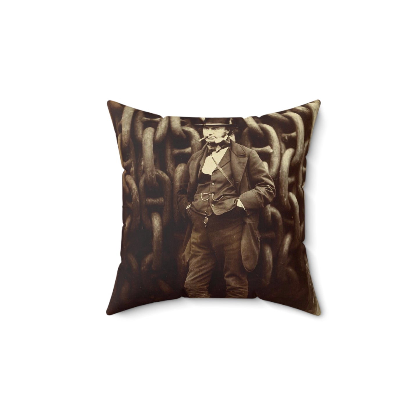 [Isambard Kingdom Brunel Standing Before the Launching Chains of the Great Eastern] Decorative Accent Square Pillow