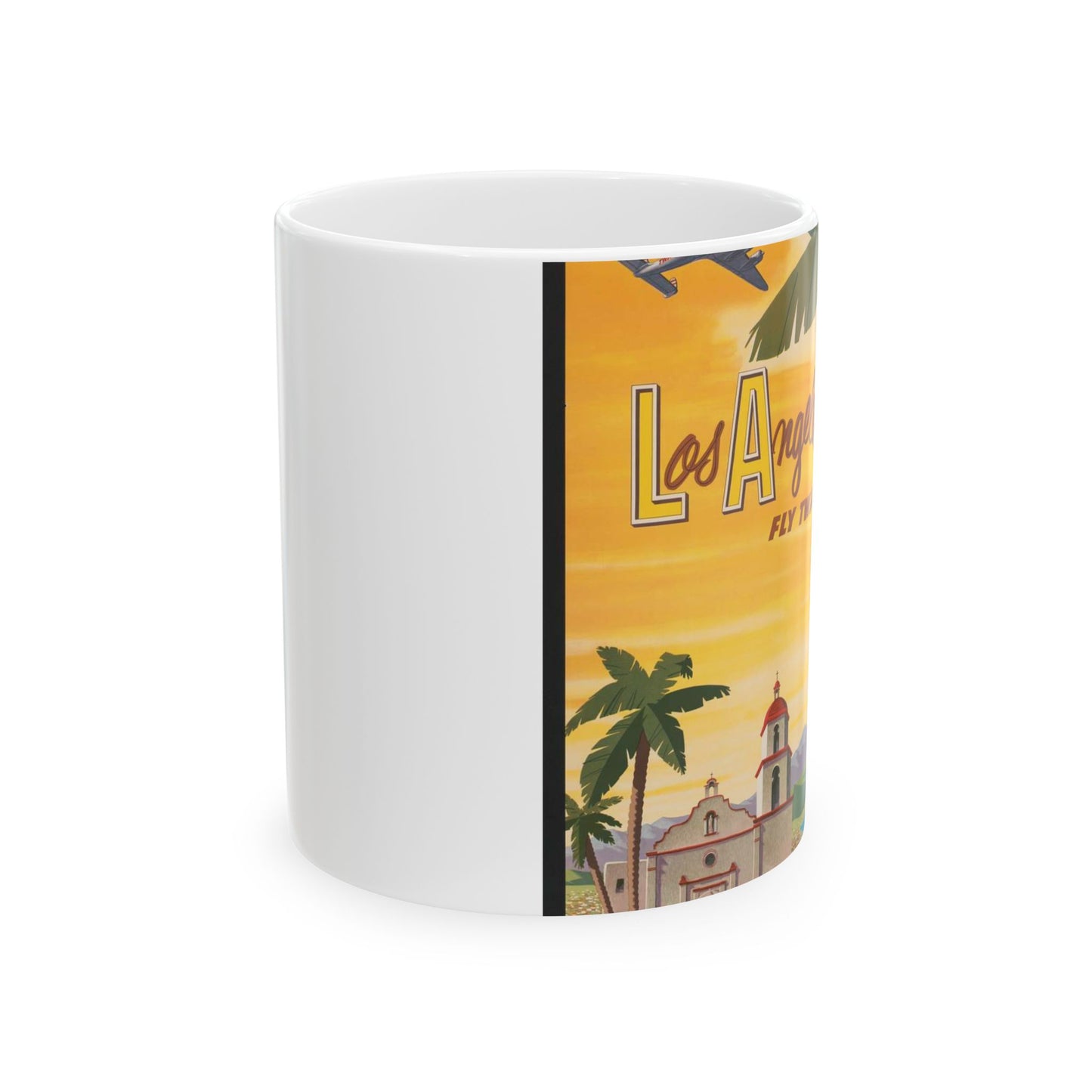 Los Angeles - fly TWA! Bob Smith Beautiful Novelty Ceramic Coffee Mug 11oz