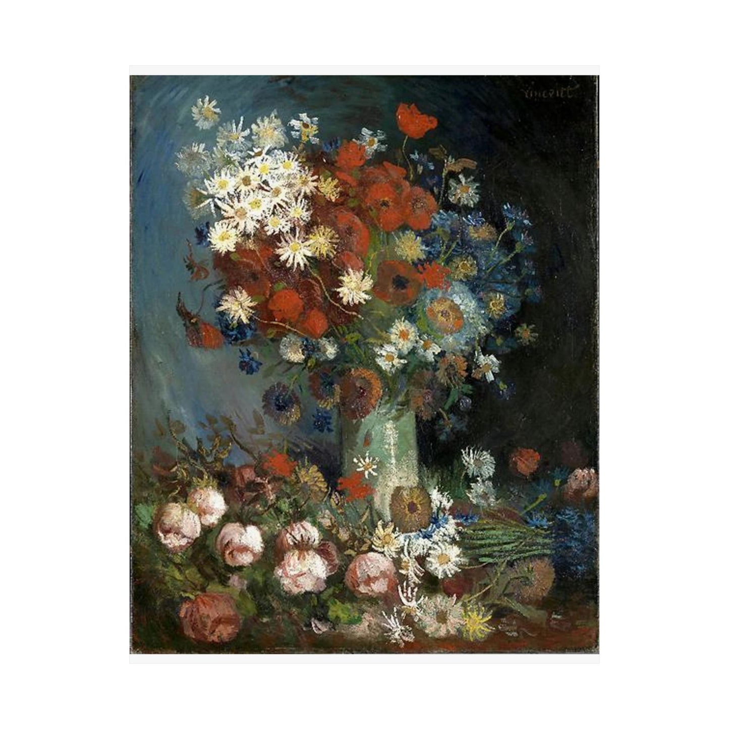 Still life with meadow flowers and roses Van Gogh 1886 High Quality Matte Wall Art Poster for Home, Office, Classroom