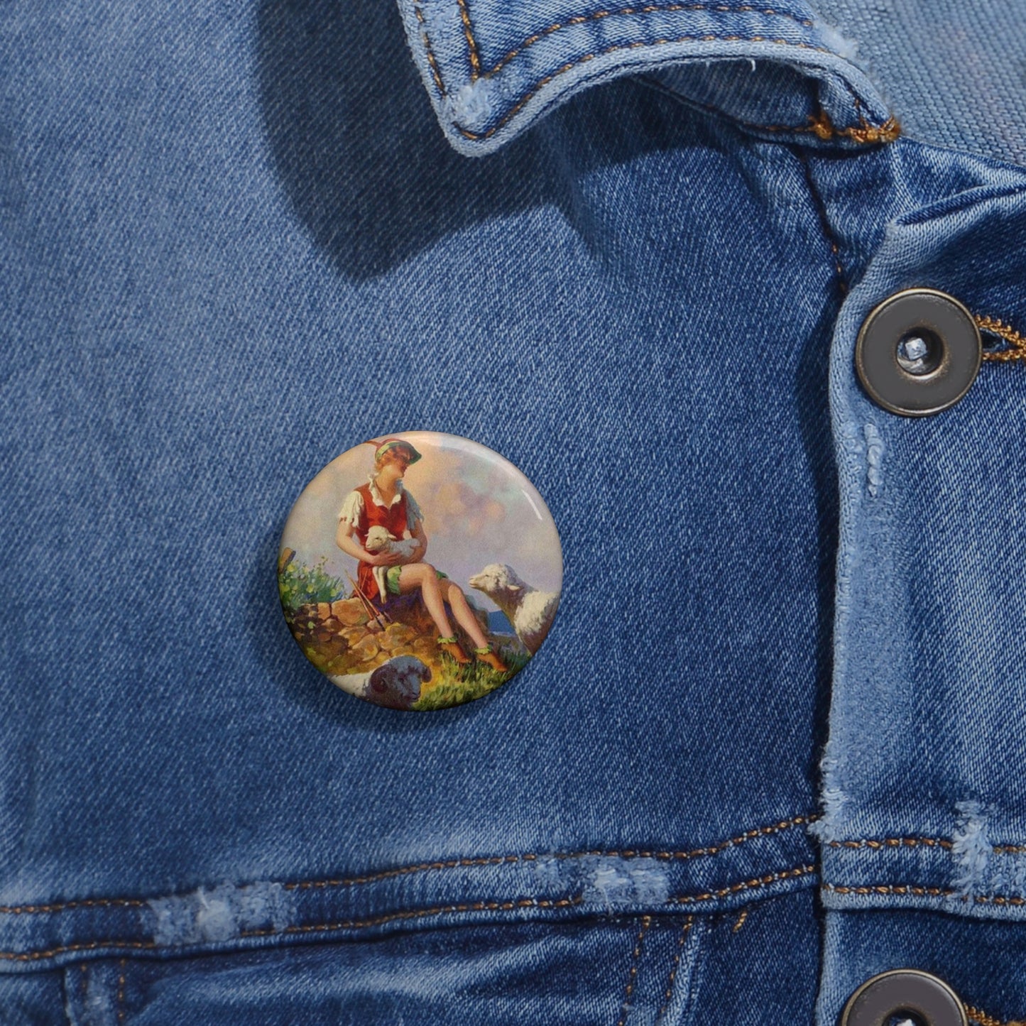 Playmates of Peter Pan, painting by Edward Mason Eggleston Pin Buttons with Crisp Design