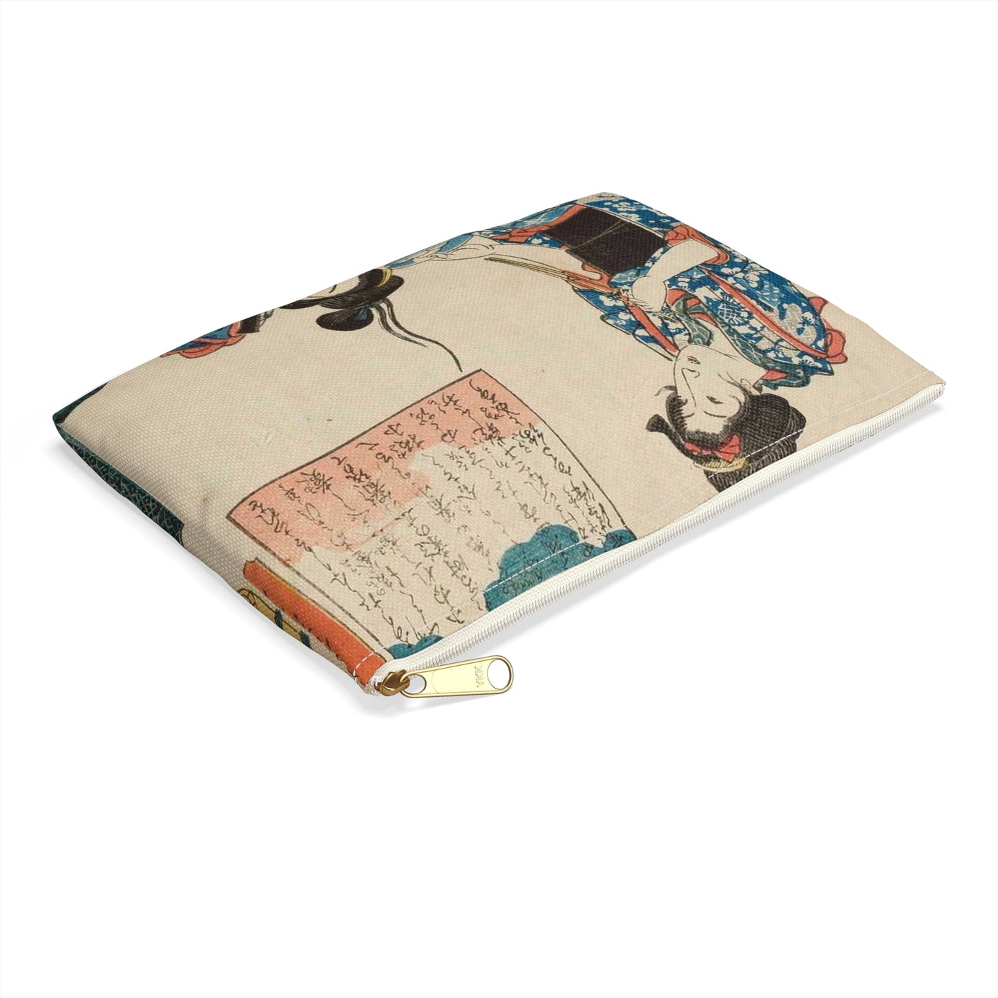 Utagawa Hiroshige I - Kobiety zajęte kokonami jedwabników; rycina z cyklu Kaiko (hodowla jedwabników) Large Organizer Pouch with Black Zipper