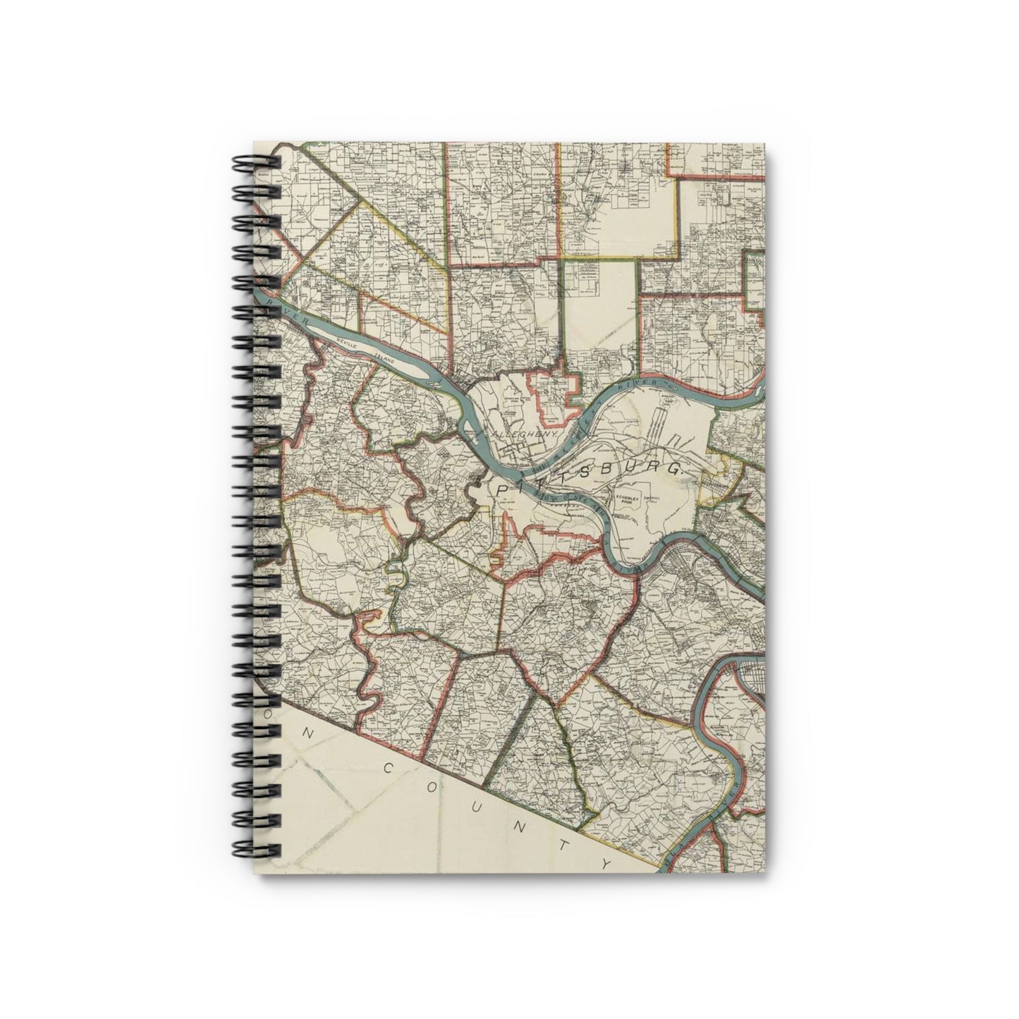 Farm line map of Allegheny County, Pennsylvania / Spiral Bound Ruled Notebook with Printed Cover