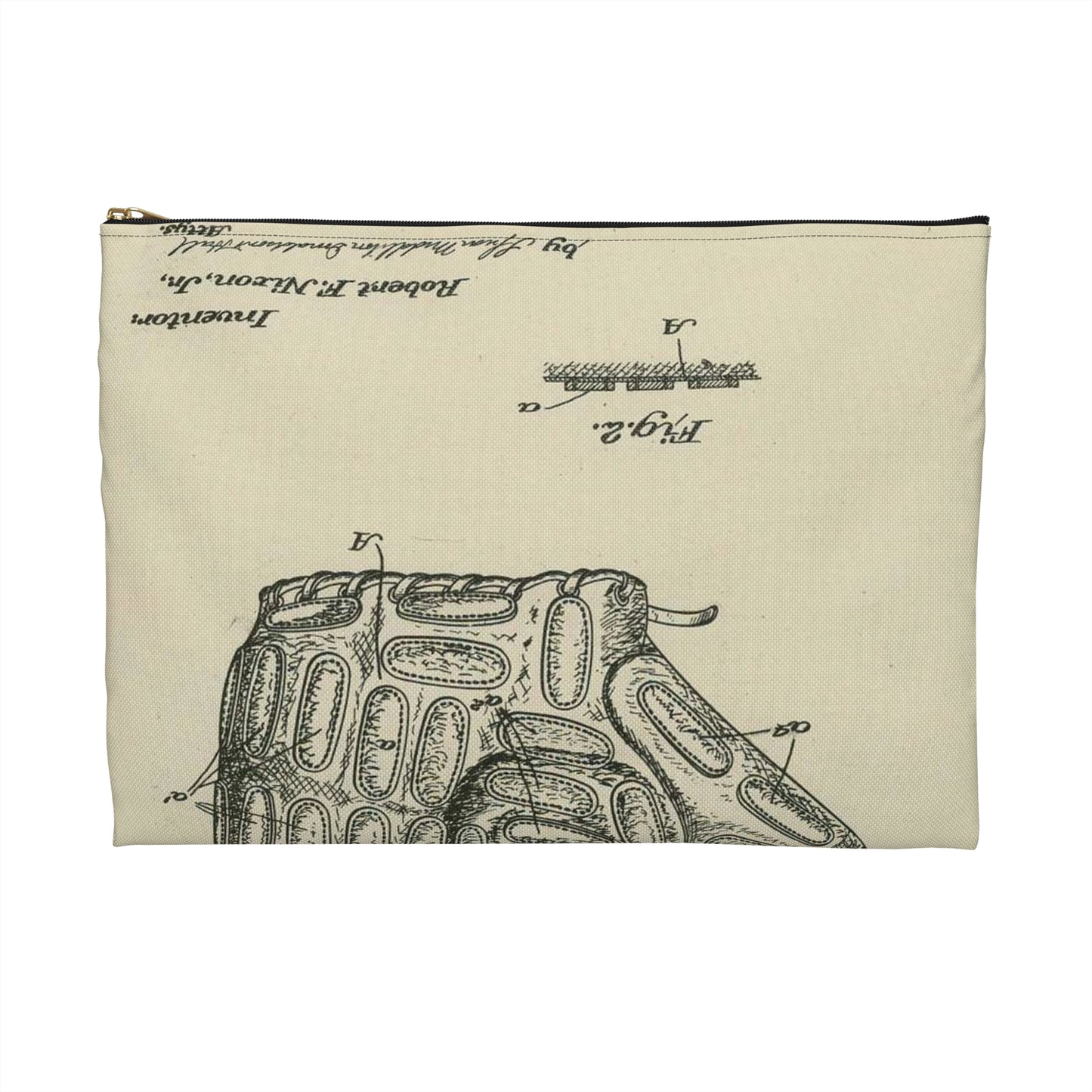 Patent Case File No. 1,496,824, Baseball Gloves and Mitts, Inventor Robert F. Nixon, Jr. - DPLA - c877ba1bb6a83b8db9b12cd02a036de7 (page 12) Large Organizer Pouch with Black Zipper