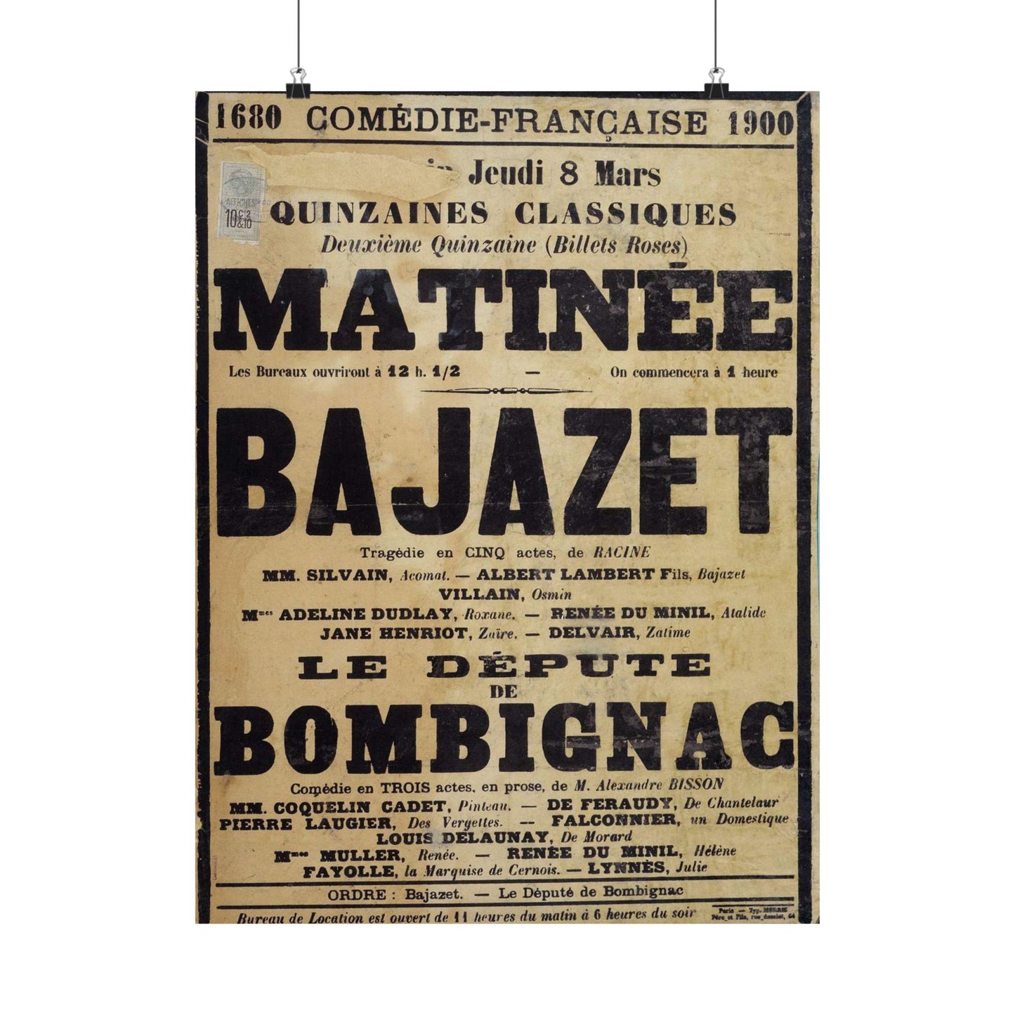 Poster of Bajazet 1900 - A poster advertising a concert in paris High Quality Matte Wall Art Poster for Home, Office, Classroom