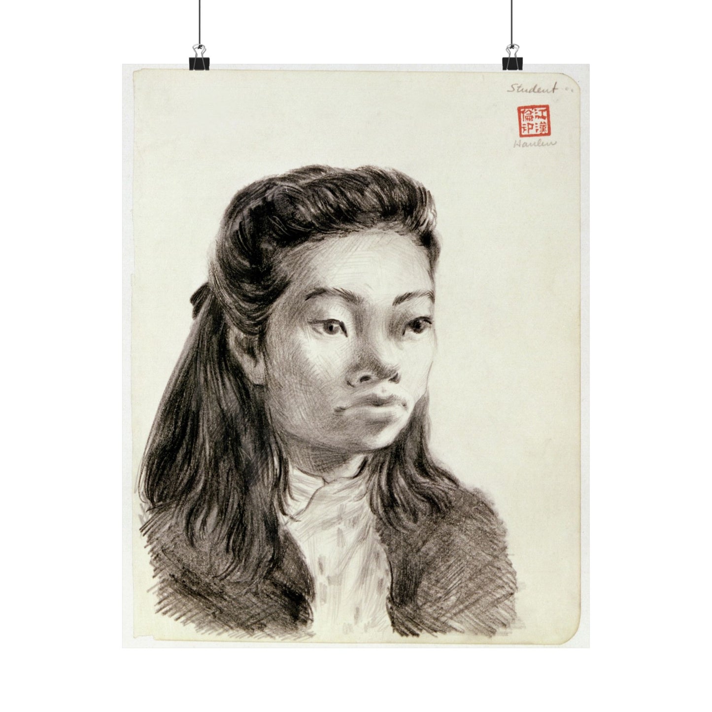 Artwork: "Student," China, 1945- Artist: John G. Hanlen High Quality Matte Wall Art Poster for Home, Office, Classroom