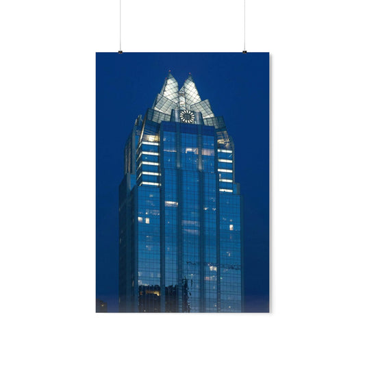 The upper reaches of Frost Bank Tower, a prominent Austin, Texas, skyscraper High Quality Matte Wall Art Poster for Home, Office, Classroom