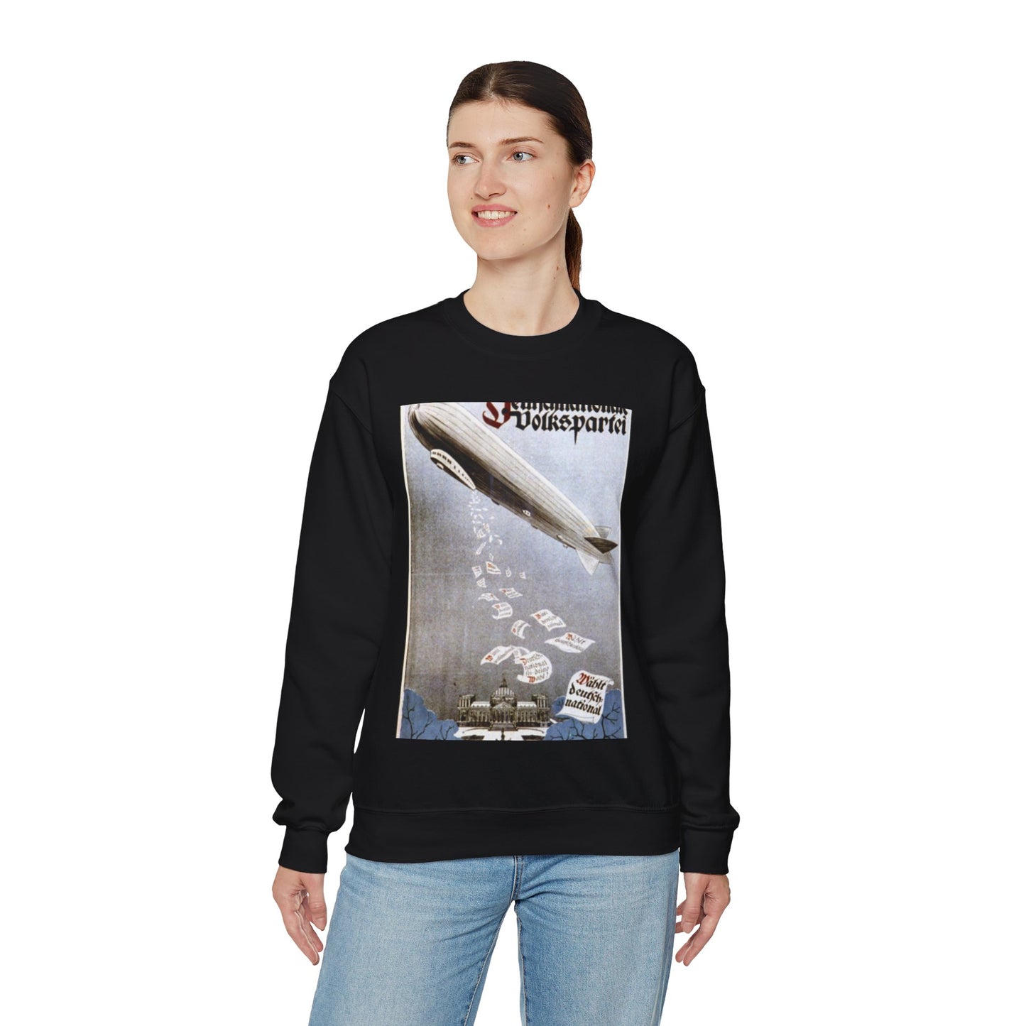 german election poster. oct 1924 -  Deutsche Zeppelin Reederei Company Black Heavy Blend Adult Crew Neck SweatShirt