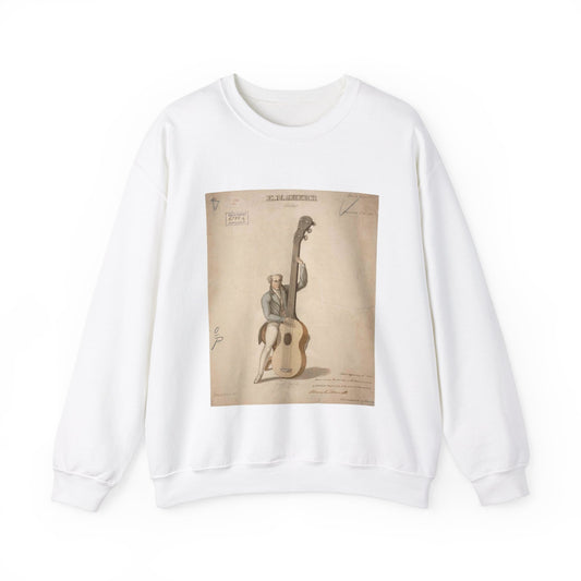 Patent drawing - Drawing of a Harp Guitar Public domain  image White Heavy Blend Adult Crew Neck SweatShirt