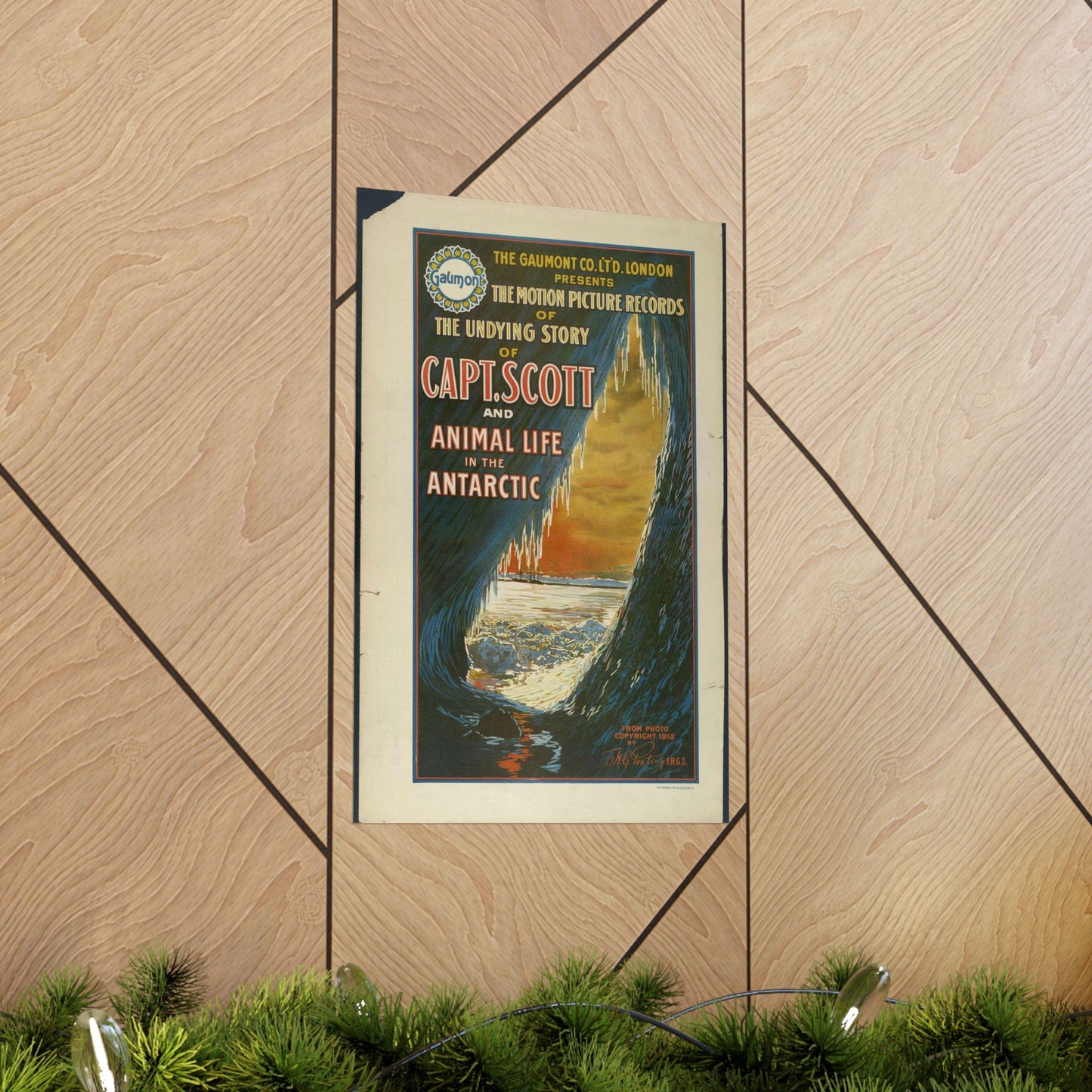 The Gaumont Co. L'T'D. London presents the motion picture records of the undying story of Capt. Scott and animal life in the Antarctic / The Morgan Lith. Co., Cleveland, O. High Quality Matte Wall Art Poster for Home, Office, Classroom