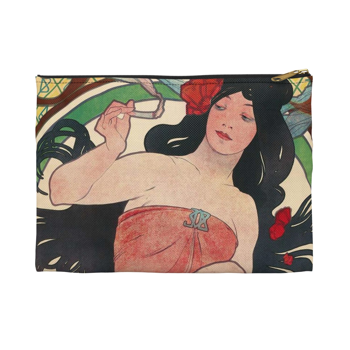 Alphonse Mucha - Job - Google Art Project Large Organizer Pouch with Black Zipper