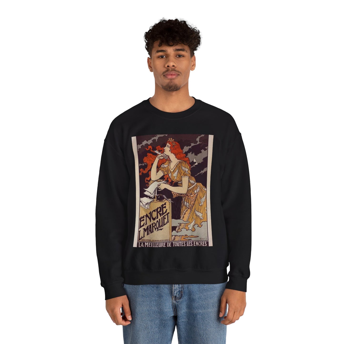 Affiche pour l' "Encre Marquet". Black Heavy Blend Adult Crew Neck SweatShirt