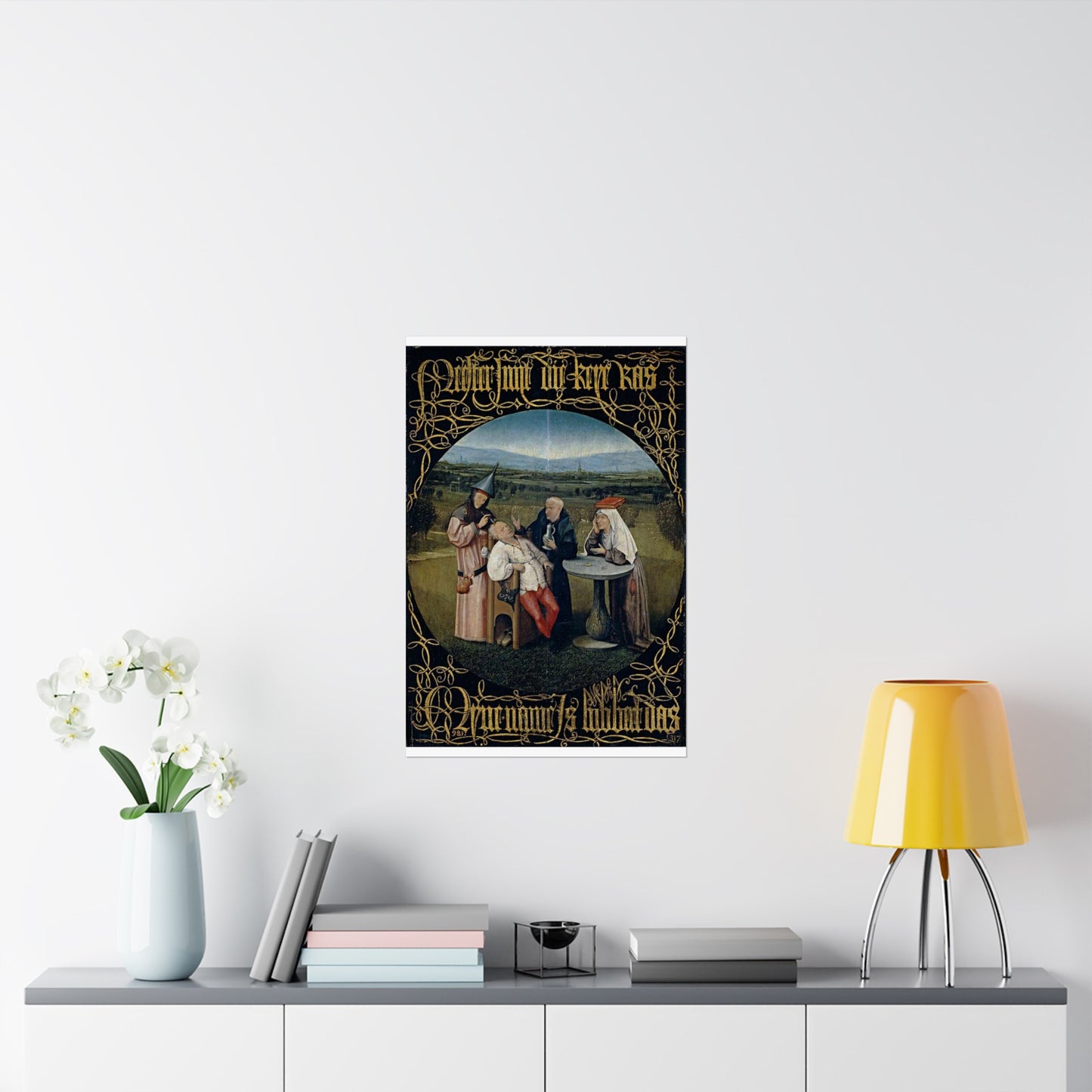 Hieronymus Bosch 053 - A painting of a group of people sitting around a table High Quality Matte Wall Art Poster for Home, Office, Classroom