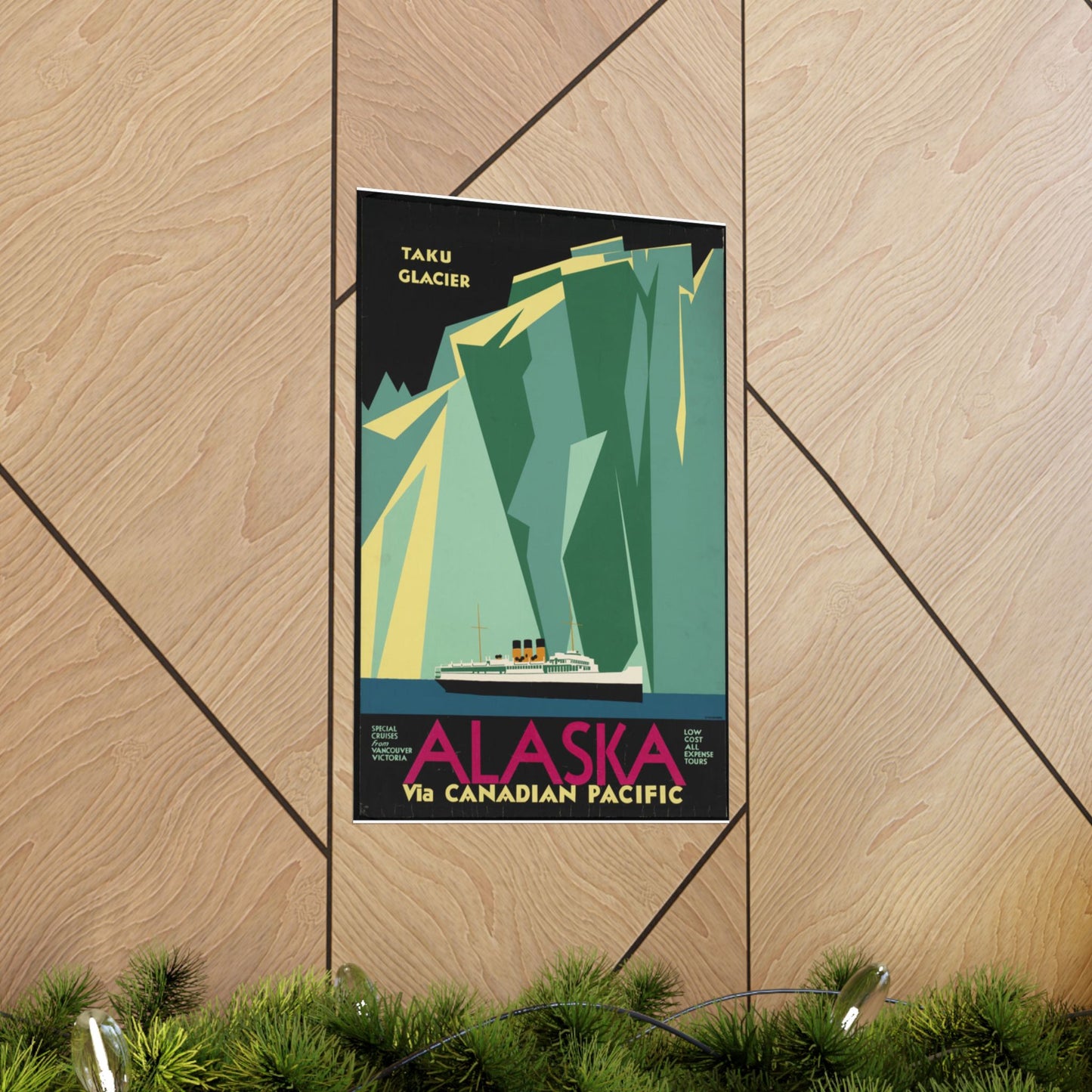 Alaska. Vintage Travel Poster., Art Deco Poster High Quality Matte Wall Art Poster for Home, Office, Classroom