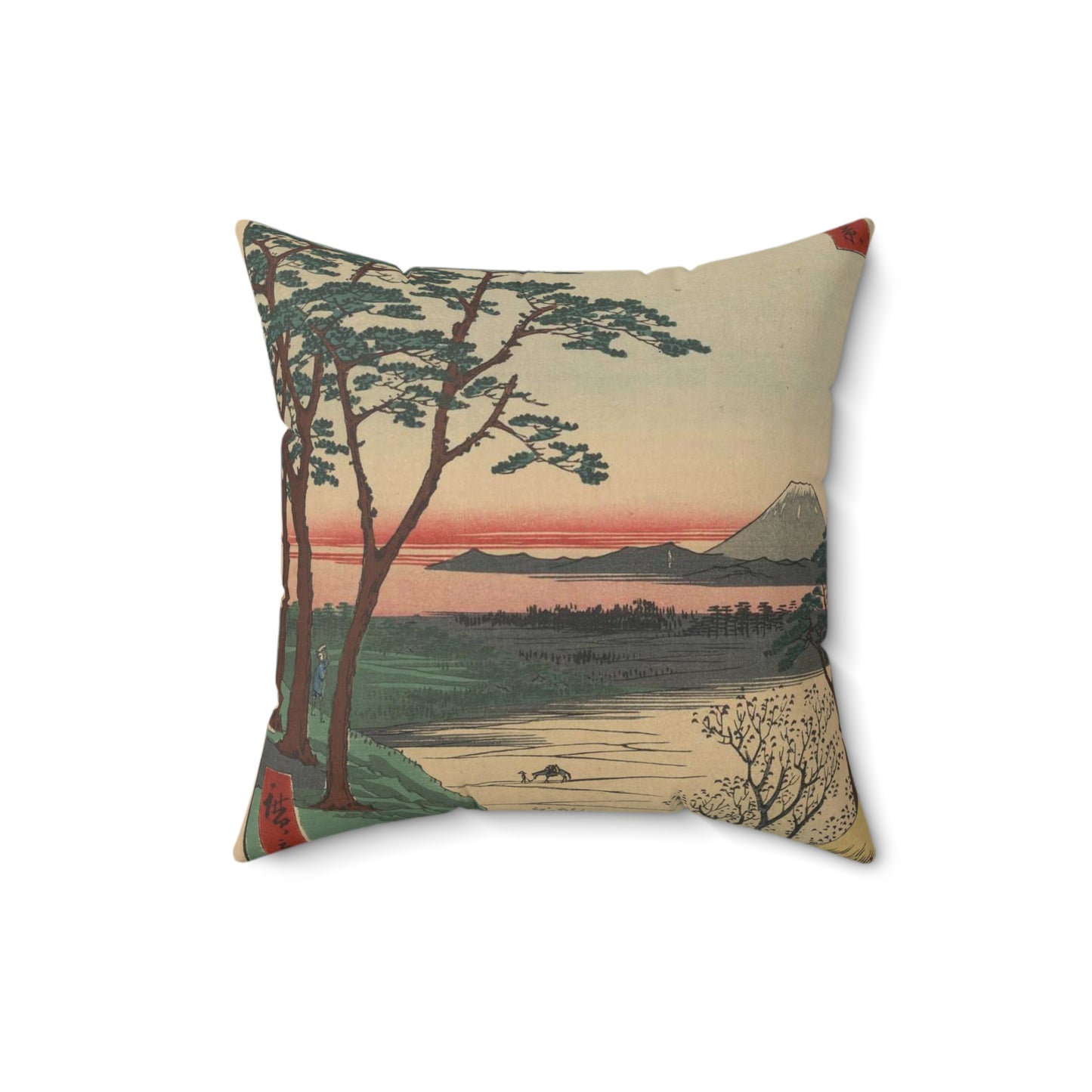 Gajō icchō, Ando Hiroshige - Public domain portrait drawing  Decorative Accent Square Pillow