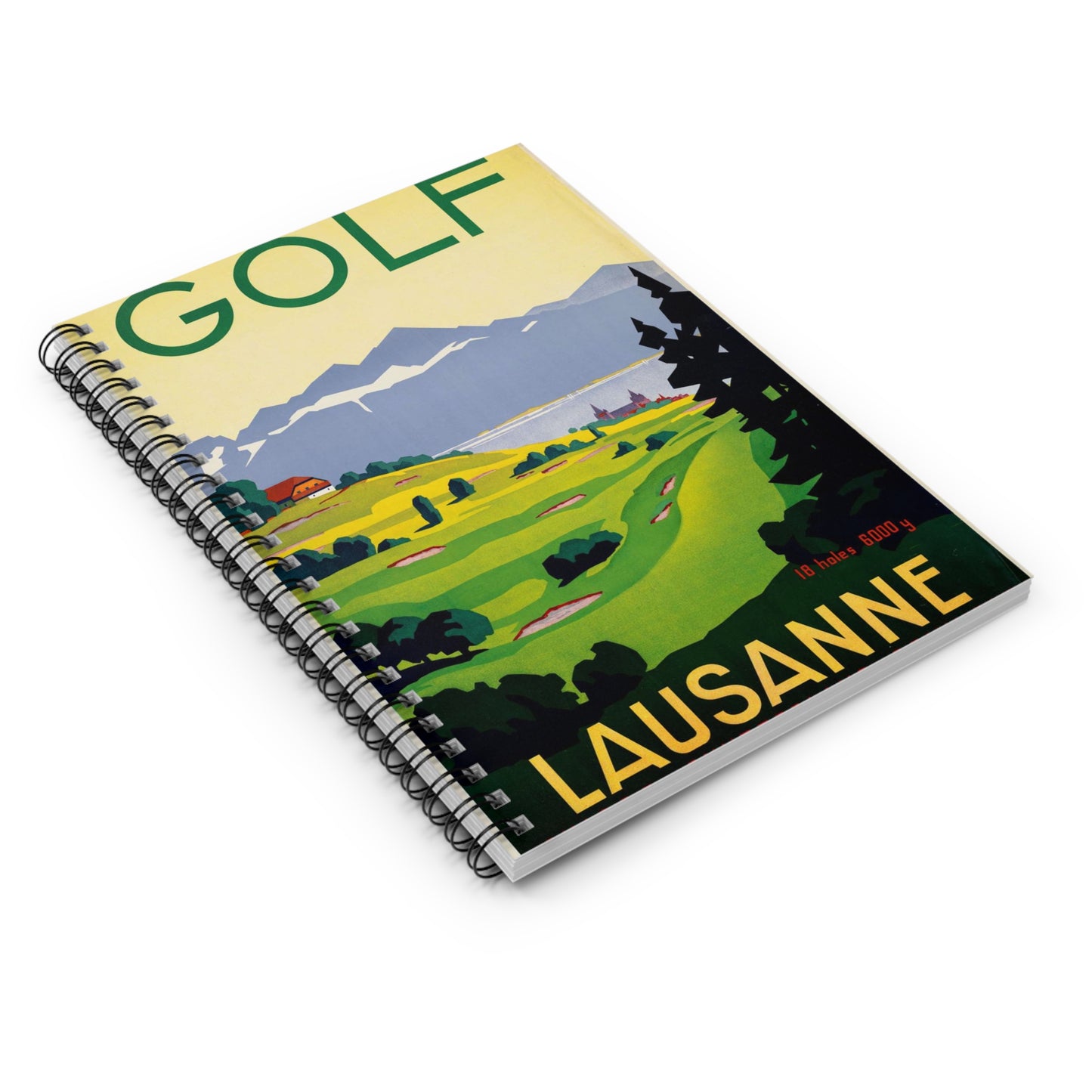 Poster - Golf. Lausanne - Public domain lithograph Spiral Bound Ruled Notebook with Printed Cover