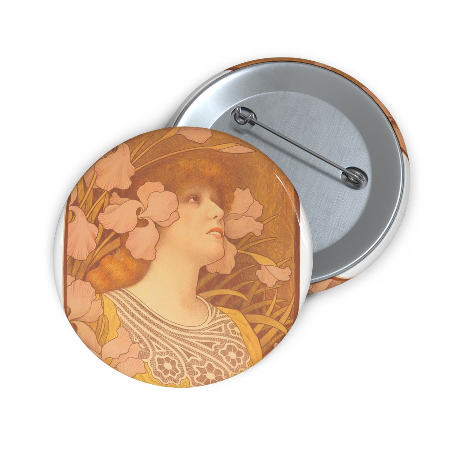 Paul Berthon, Sarah Bernhardt as Melisande, NGA 60945 Pin Buttons with Crisp Design