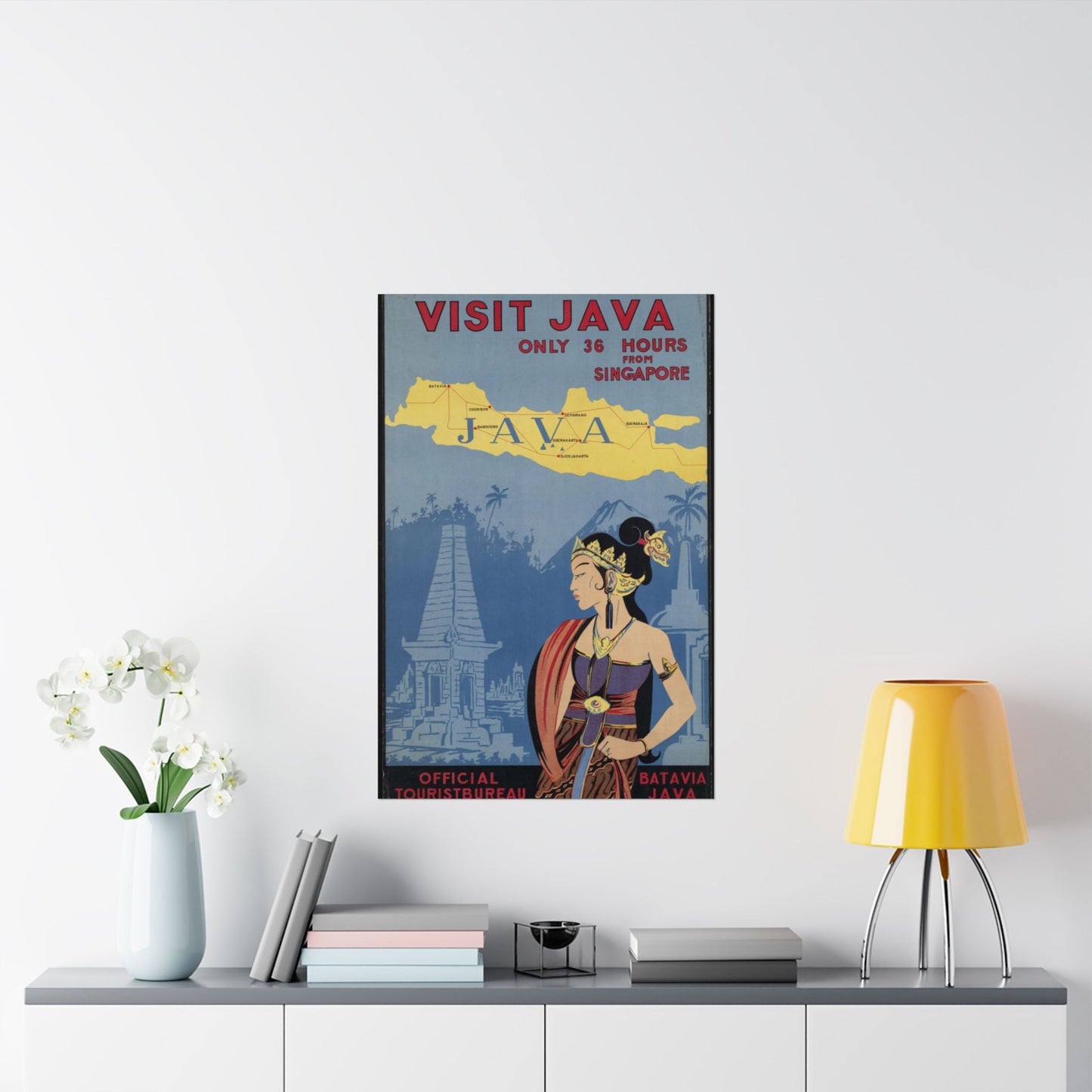 Java. Vintage Travel Poster., Art Deco Poster High Quality Matte Wall Art Poster for Home, Office, Classroom