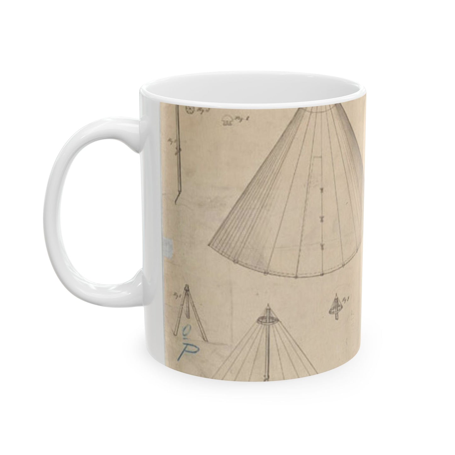 Patent drawing - Drawing of Improvement in Tents Public domain  image Beautiful Novelty Ceramic Coffee Mug 11oz