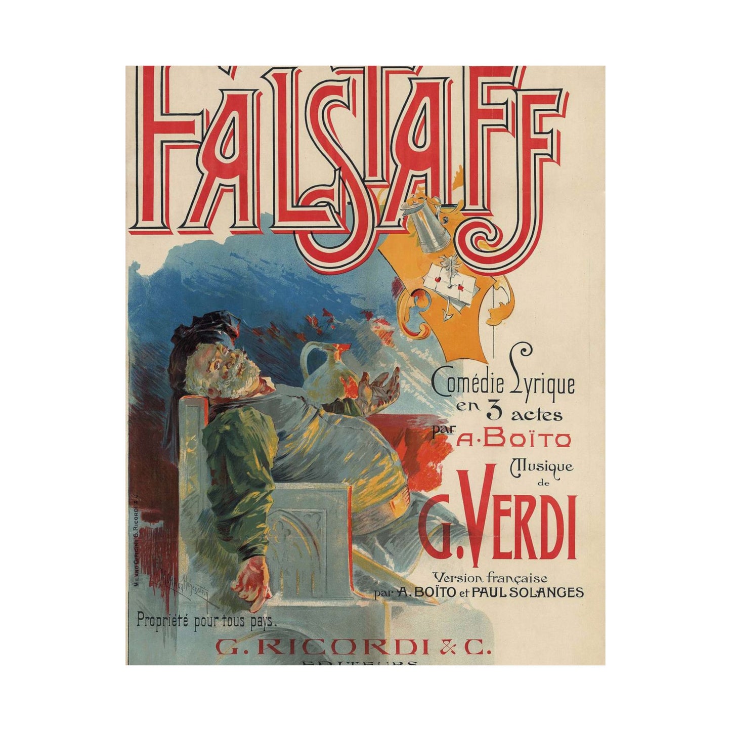 Adolfo Hohenstein - Poster for first French production of Giuseppe Verdi's Falstaff High Quality Matte Wall Art Poster for Home, Office, Classroom