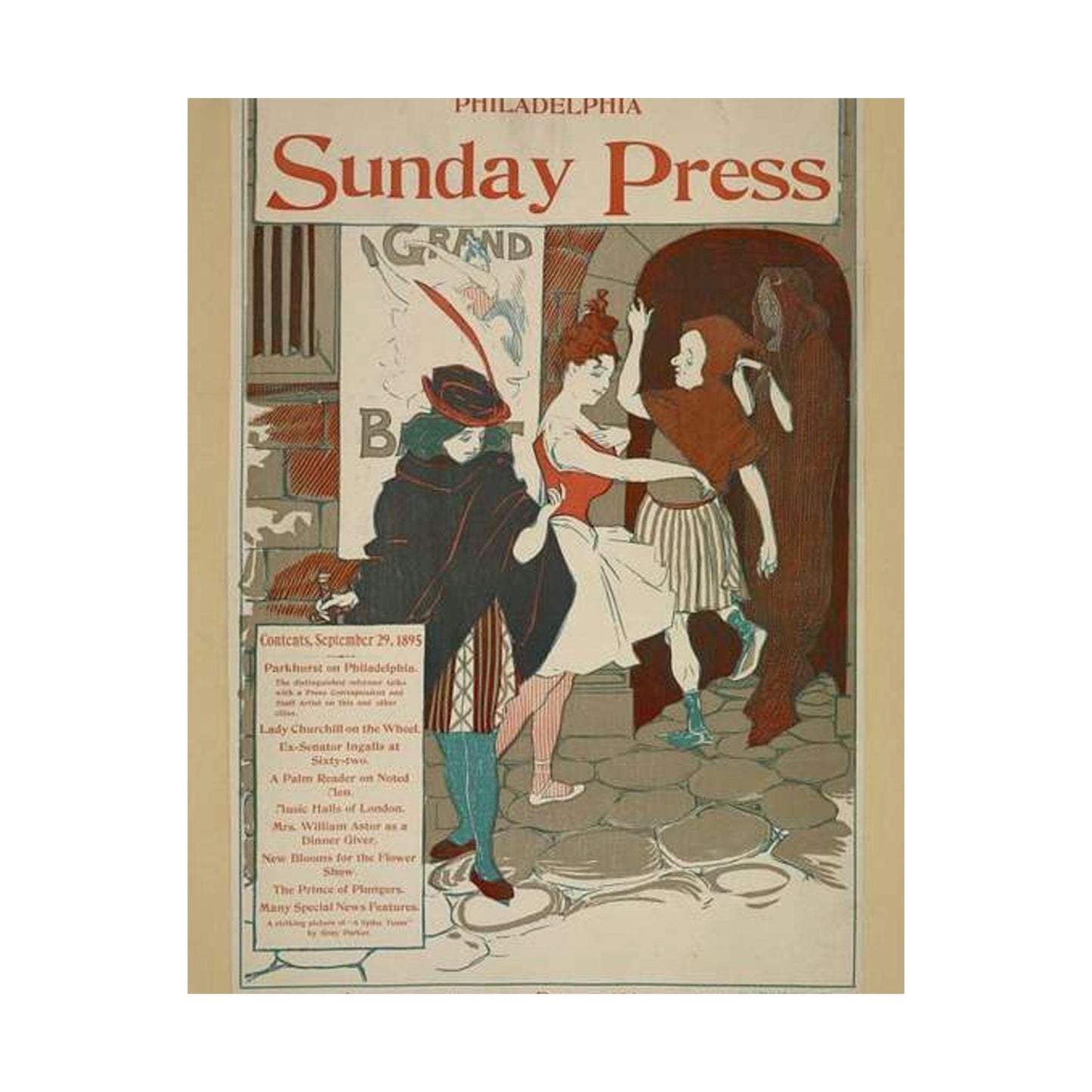 Philadelphia Sunday press. September 29, 1895. High Quality Matte Wall Art Poster for Home, Office, Classroom