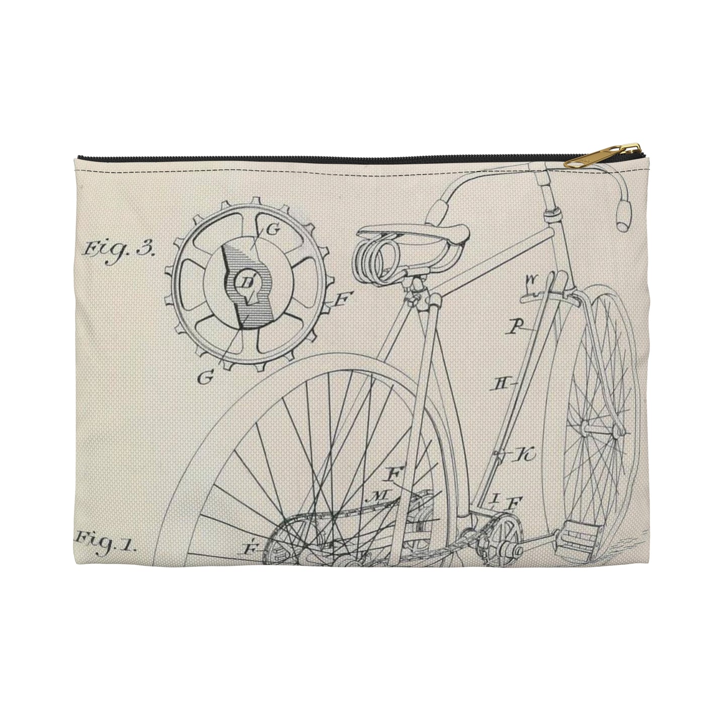 Patent drawing - for J. J. Hentz' Bicycle Public domain  image Large Organizer Pouch with Black Zipper