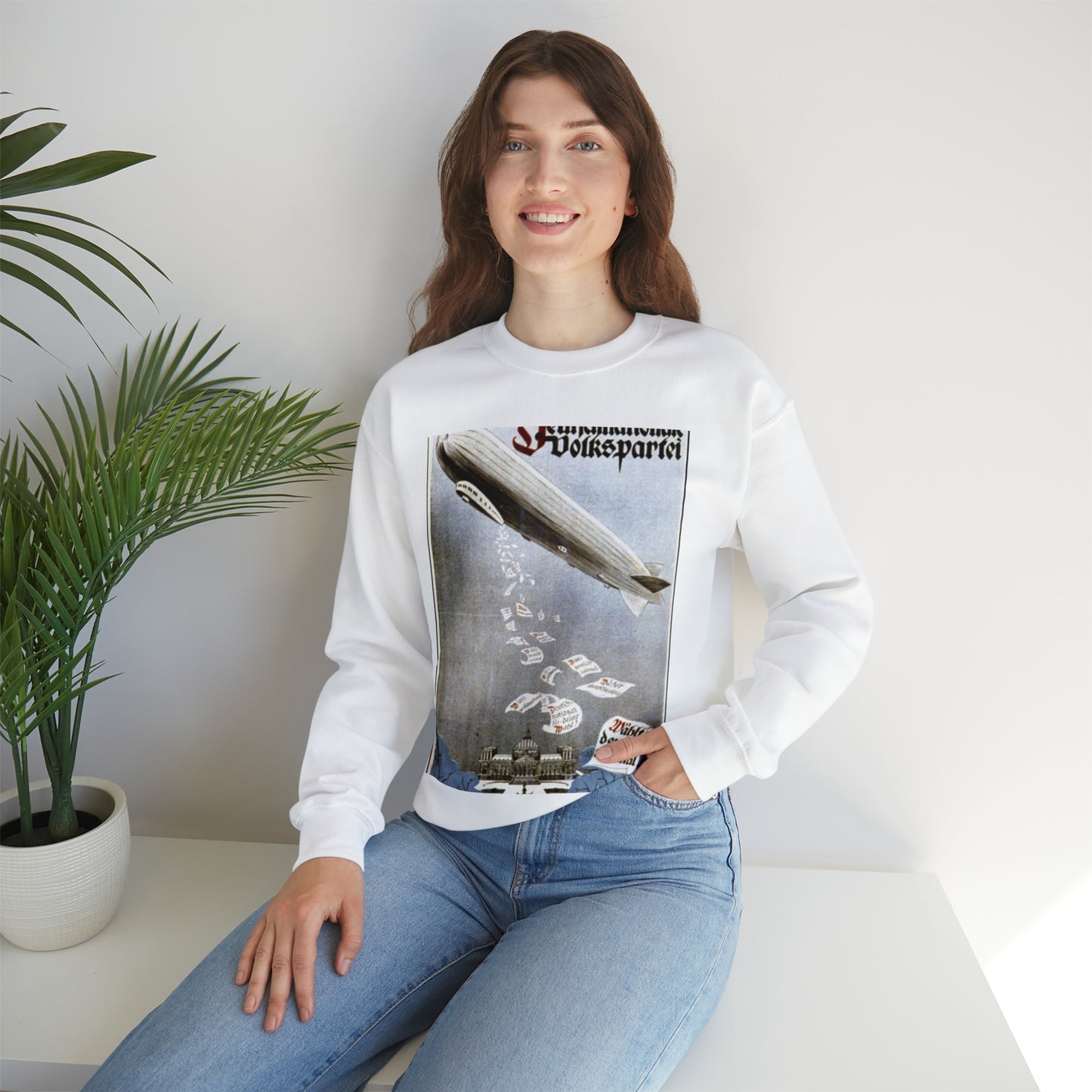 german election poster. oct 1924 -  Deutsche Zeppelin Reederei Company White Heavy Blend Adult Crew Neck SweatShirt