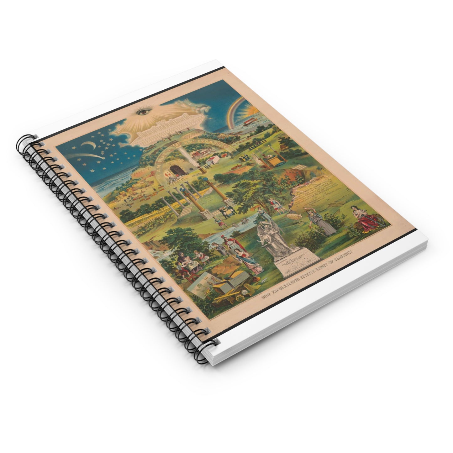 Our emblematic mystic light of masonry Spiral Bound Ruled Notebook with Printed Cover