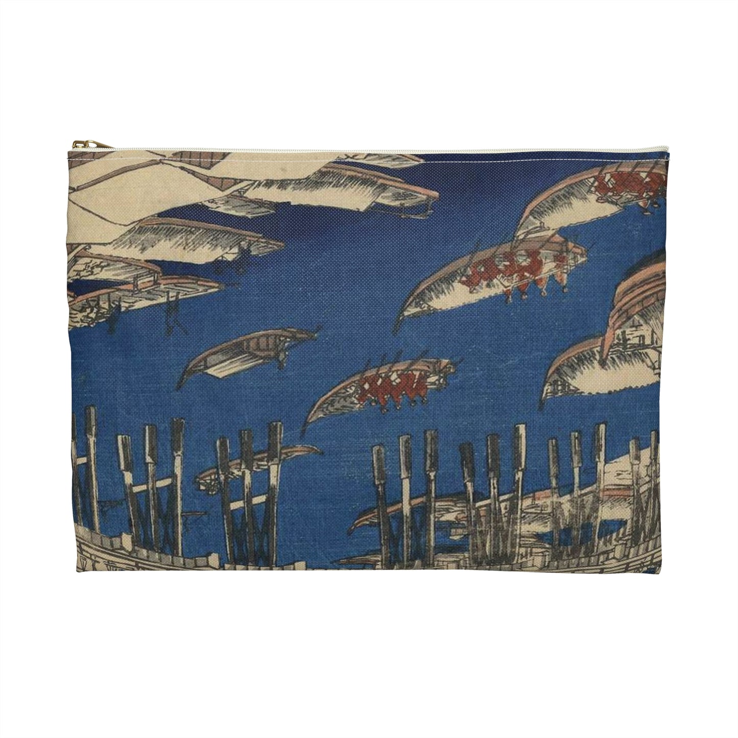 Nihonbashi yukibare, Andō Hiroshige - Ukiyo e print Large Organizer Pouch with Black Zipper