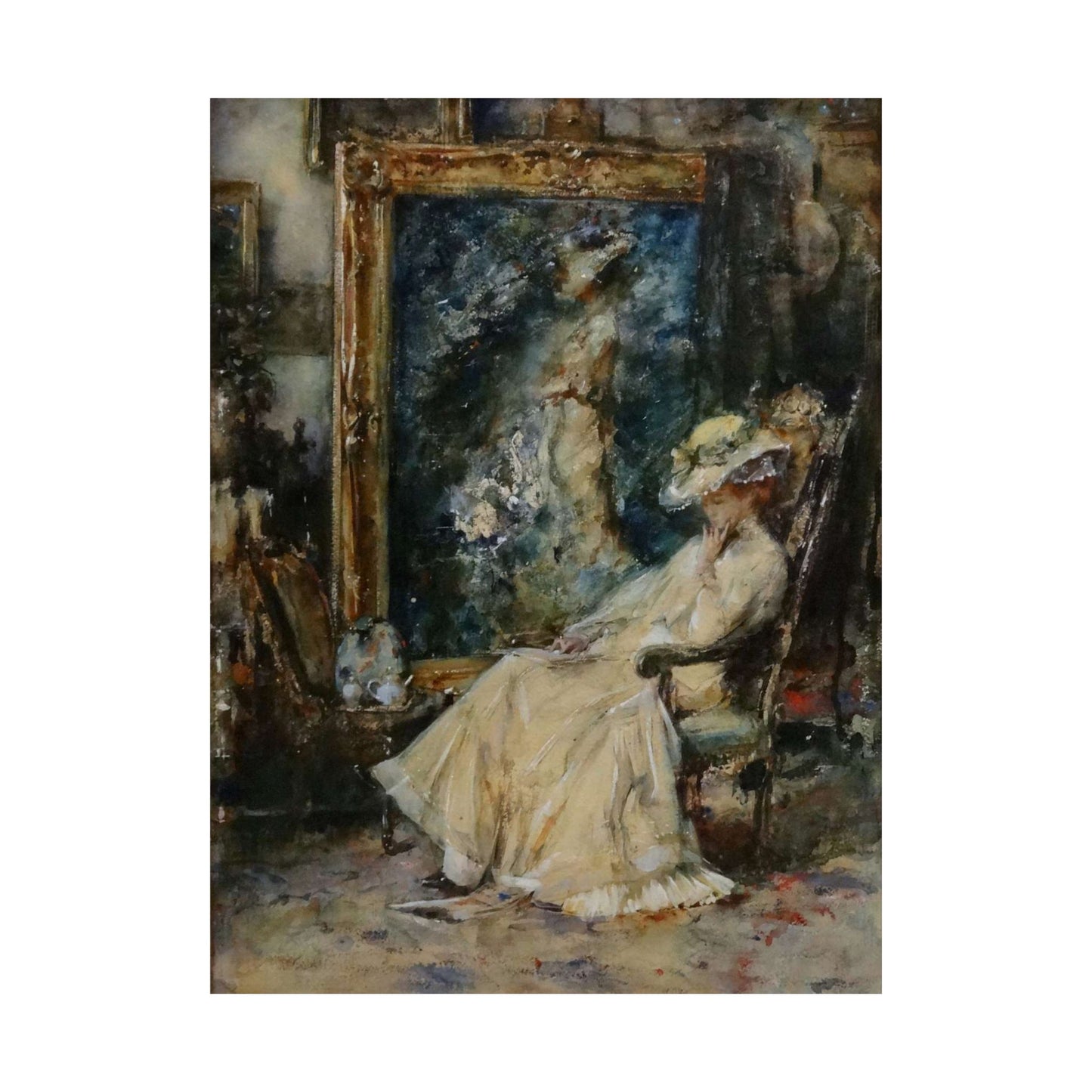 Elegante vrouw in atelier door Albert Roelofs High Quality Matte Wall Art Poster for Home, Office, Classroom