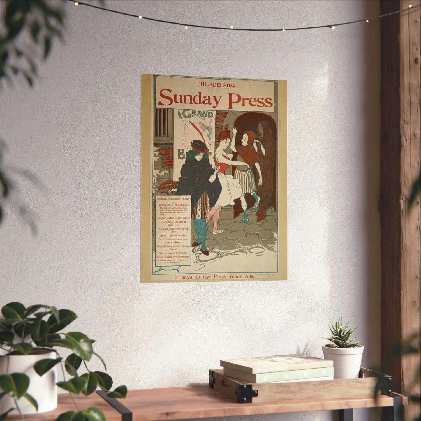 Philadelphia Sunday press. September 29, 1895. High Quality Matte Wall Art Poster for Home, Office, Classroom