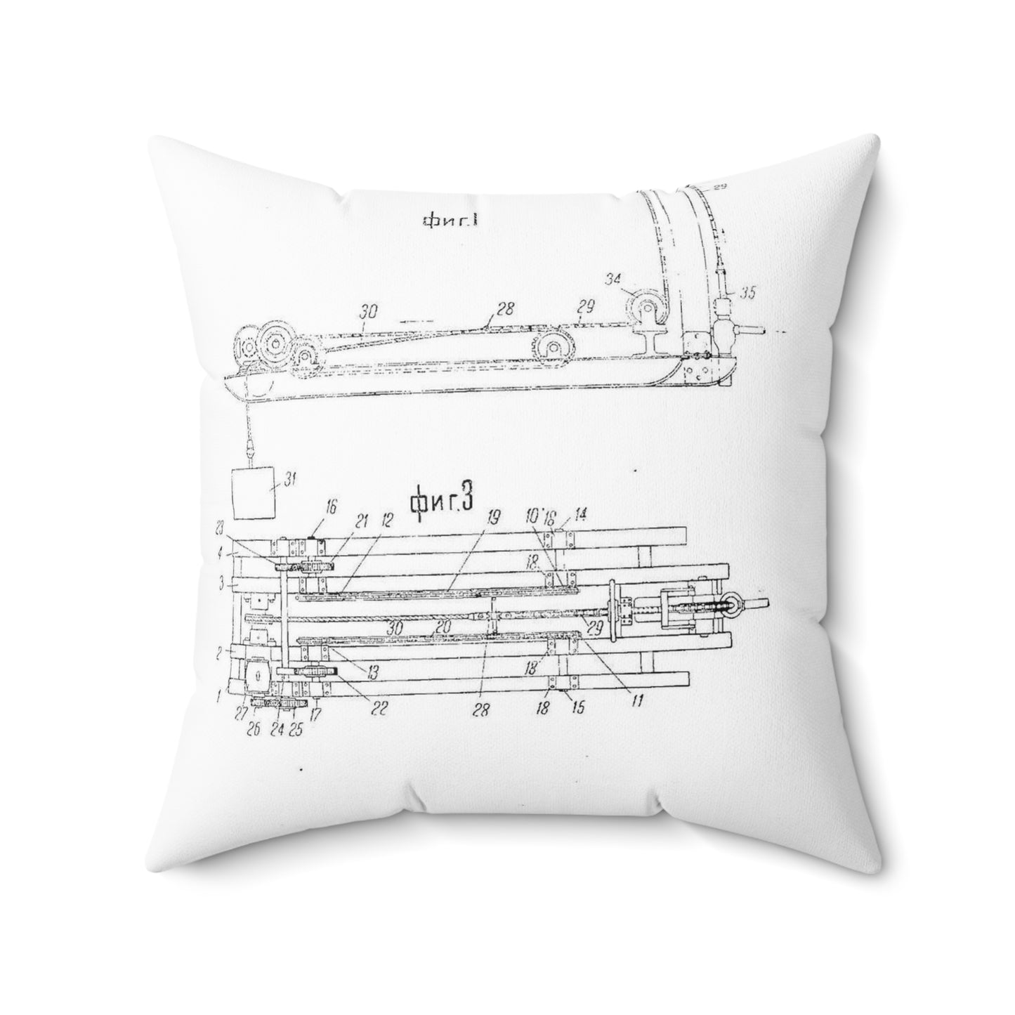 Patent drawing - Качалка для длинноходных глубинных насосов Public domain  image Decorative Accent Square Pillow