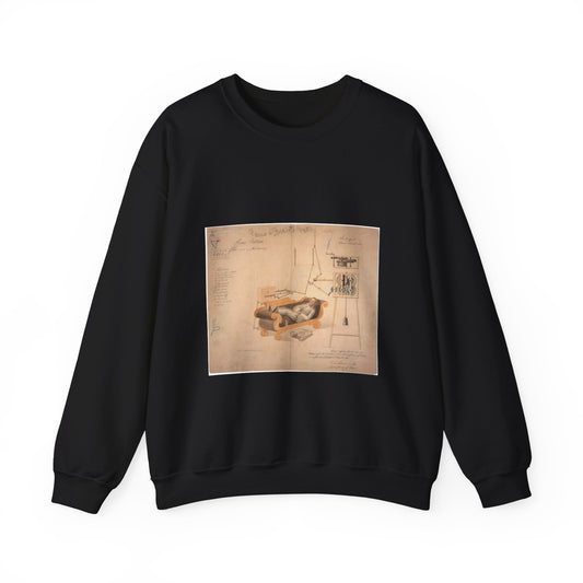 Patent drawing - Drawing of Fan Moved by Mechanism Public domain  image Black Heavy Blend Adult Crew Neck SweatShirt